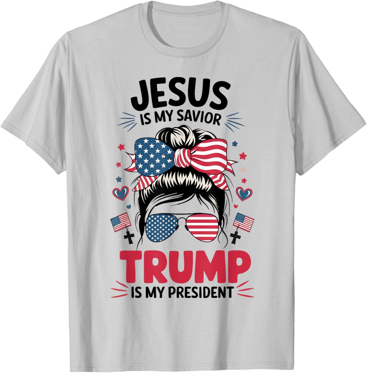Girl Jesus My Savior Trump President Christian Women Youth T-Shirt - T-Shirt | Ash