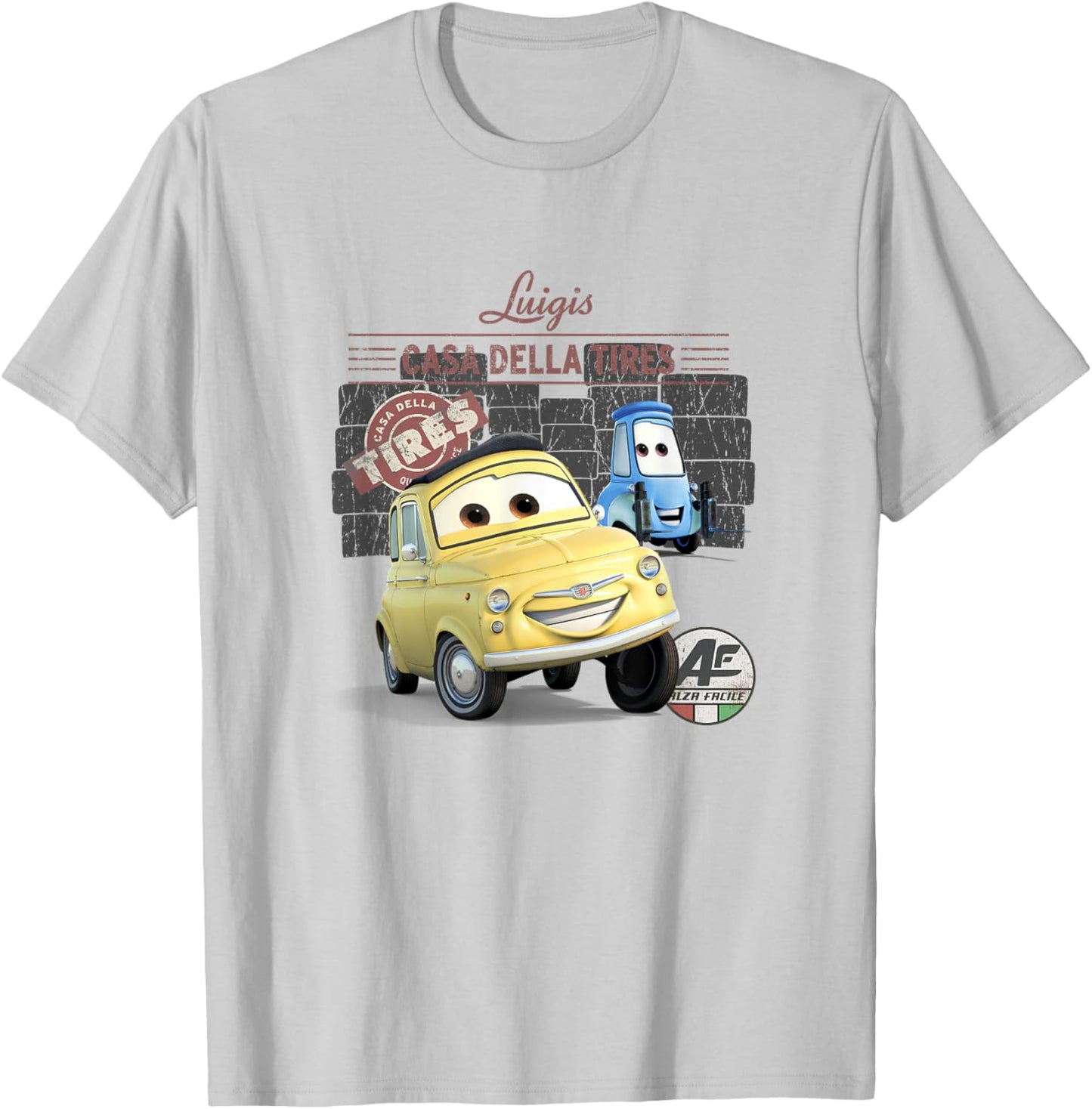 Disney Pixar Cars Casa Della Tires Luigi & Guido Vintage T-Shirt - T-Shirt | Ash