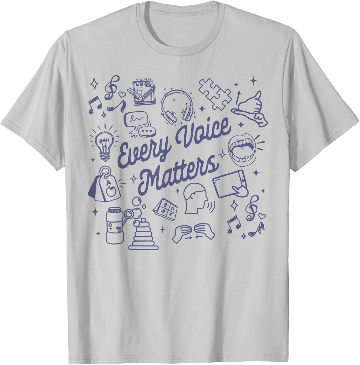 SLP AAC Speech Language Pathologist Every Voice Matters T-Shirt - T-Shirt | Ash