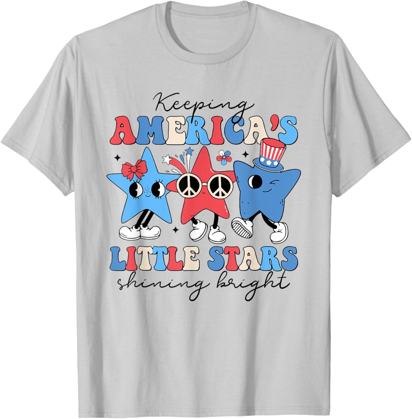 Keeping America's Little Stars Shining Bright 4th Of July Women Men T-Shirt - T-Shirt | Ash