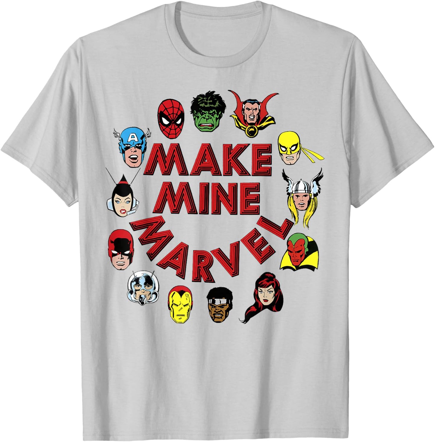 Marvel Make Mine Marvel Circle Of Heroes T-Shirt - T-Shirt | Ash