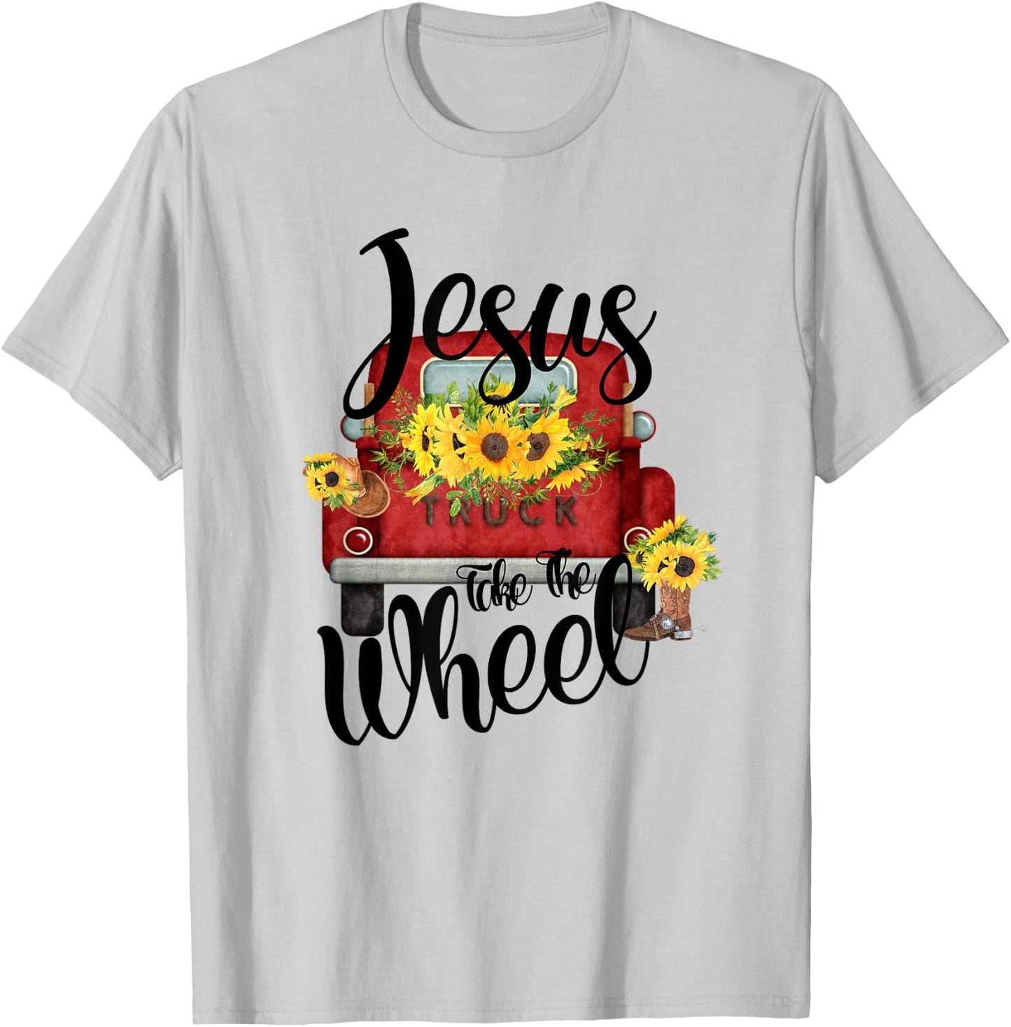 Jesus Take The Wheel T-Shirt - T-Shirt | Ash