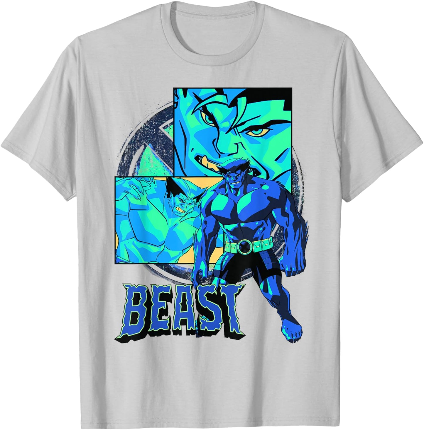 Marvel X-Men Beast Collage Panel Logo T-Shirt - T-Shirt | Ash