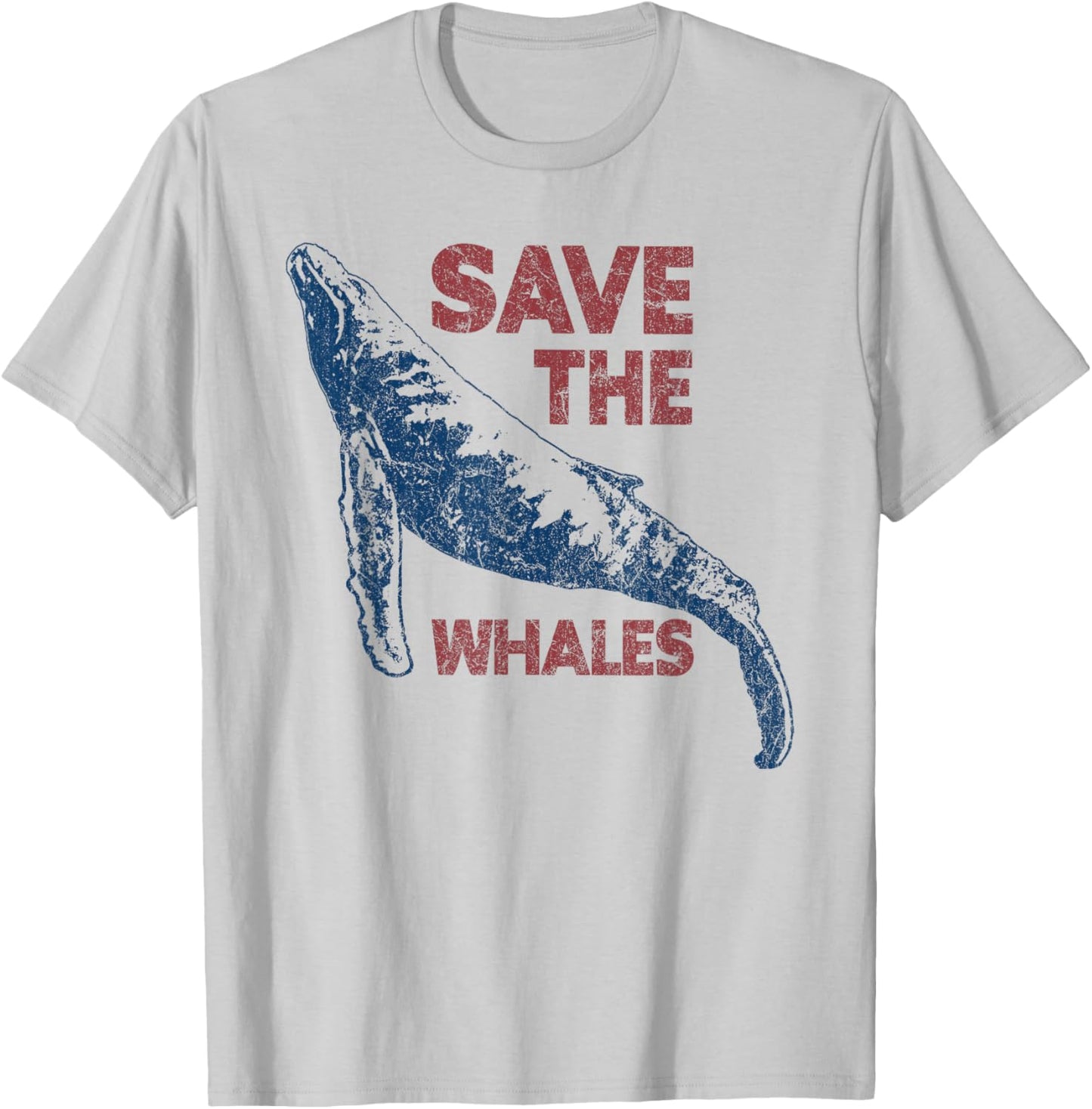 Save the Whales Retro 80s Vintage T-Shirt - T-Shirt | Ash