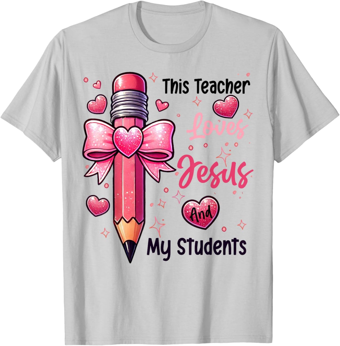 Christian Valentine This Teacher Loves Jesus And My Students T-Shirt - T-Shirt | Ash