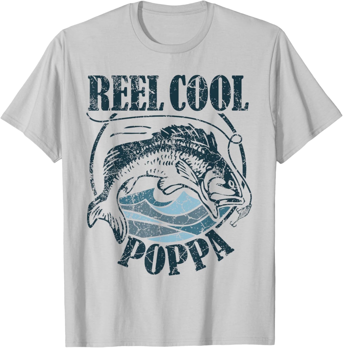 Reel Cool Poppa Fishing Grandpa Father's Day Fisherman T-Shirt - T-Shirt | Ash