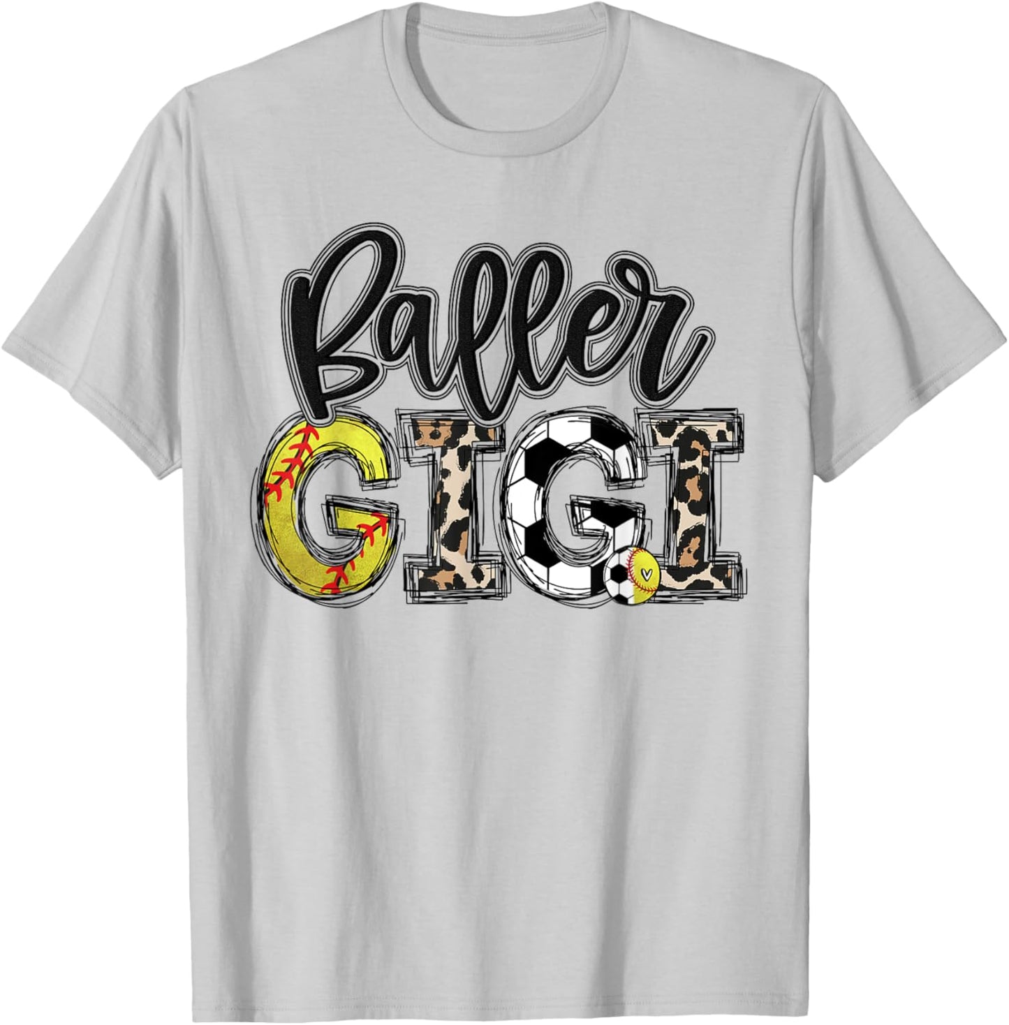 BallPark Gigi Softball Gigi Baller Gigi Soccer Mother's Day T-Shirt - T-Shirt | Ash
