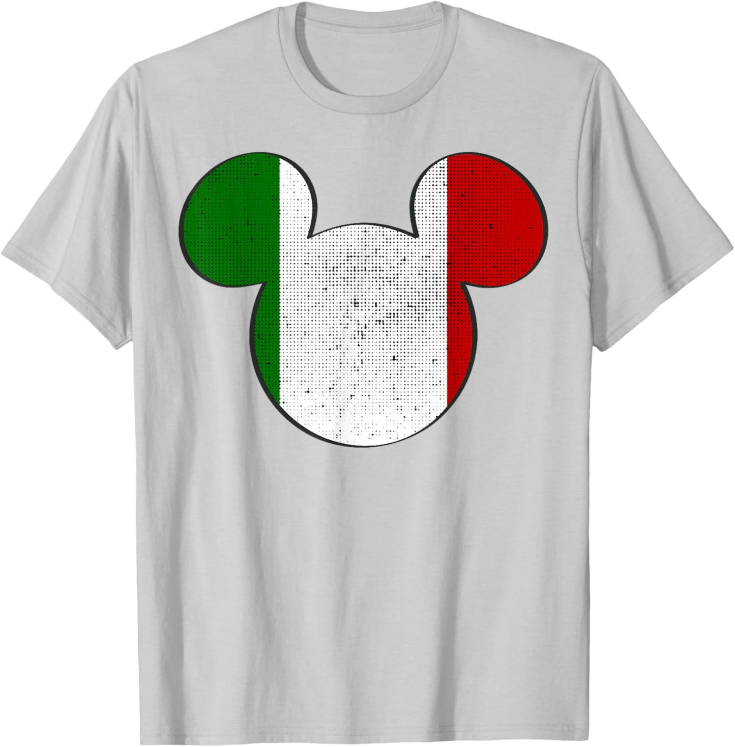 Disney Mickey Mouse Logo Italy Flag Fill T-Shirt - T-Shirt | Ash