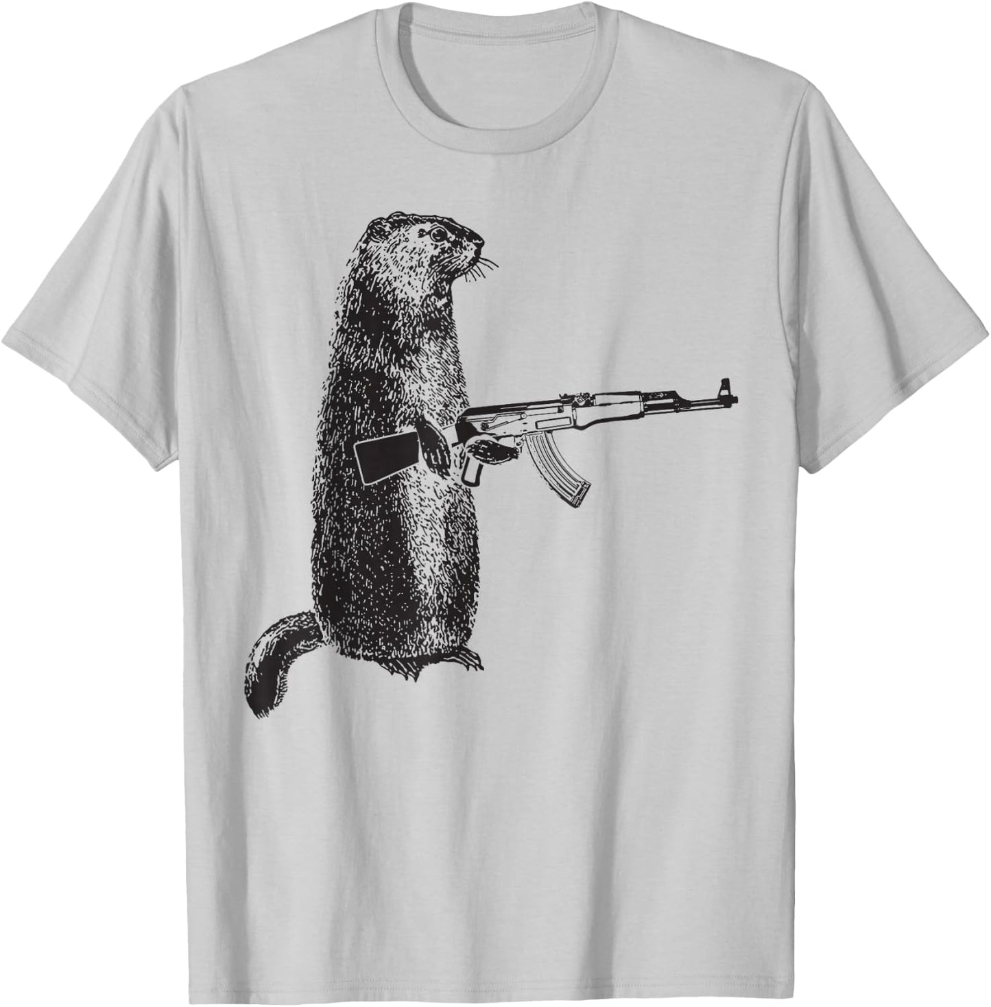 Hunting design Woodchuck AK-47 Gun groundhog funny design T-Shirt - T-Shirt | Ash