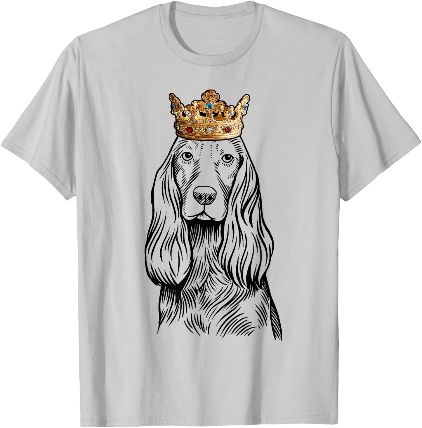 Cocker Spaniel Dog Wearing Crown T-Shirt - T-Shirt | Ash