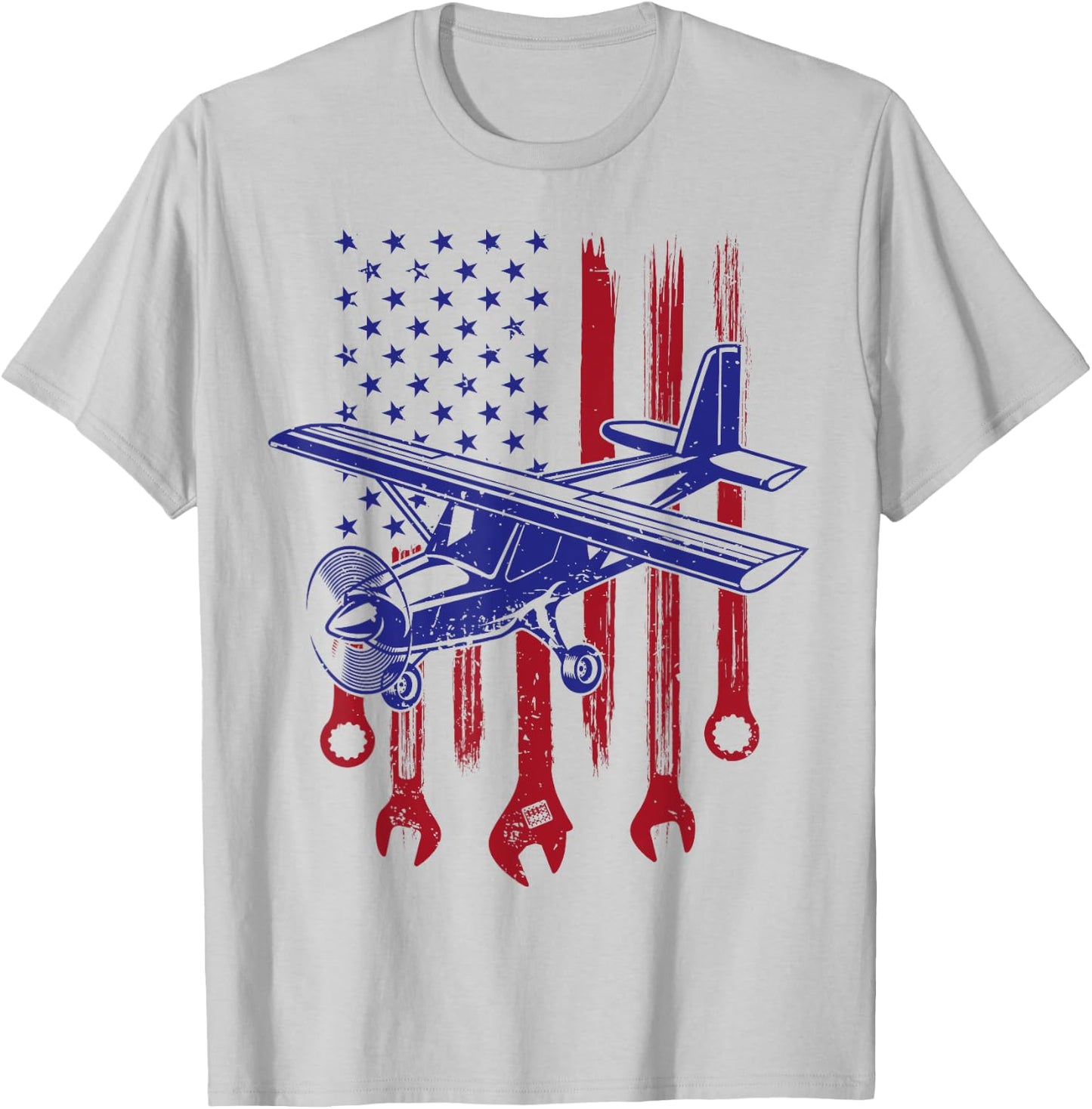 Aircraft Mechanic American Flag Airplane Vintage Gifts Men T-Shirt - T-Shirt | Ash