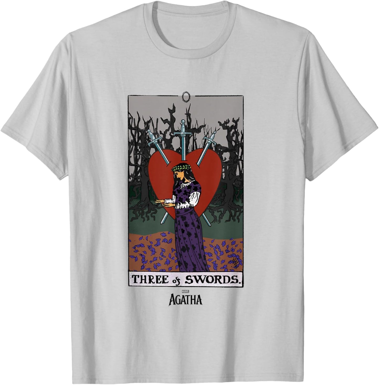 Marvel Agatha All Along Three of Swords Vintage Tarot T-Shirt - T-Shirt | Ash