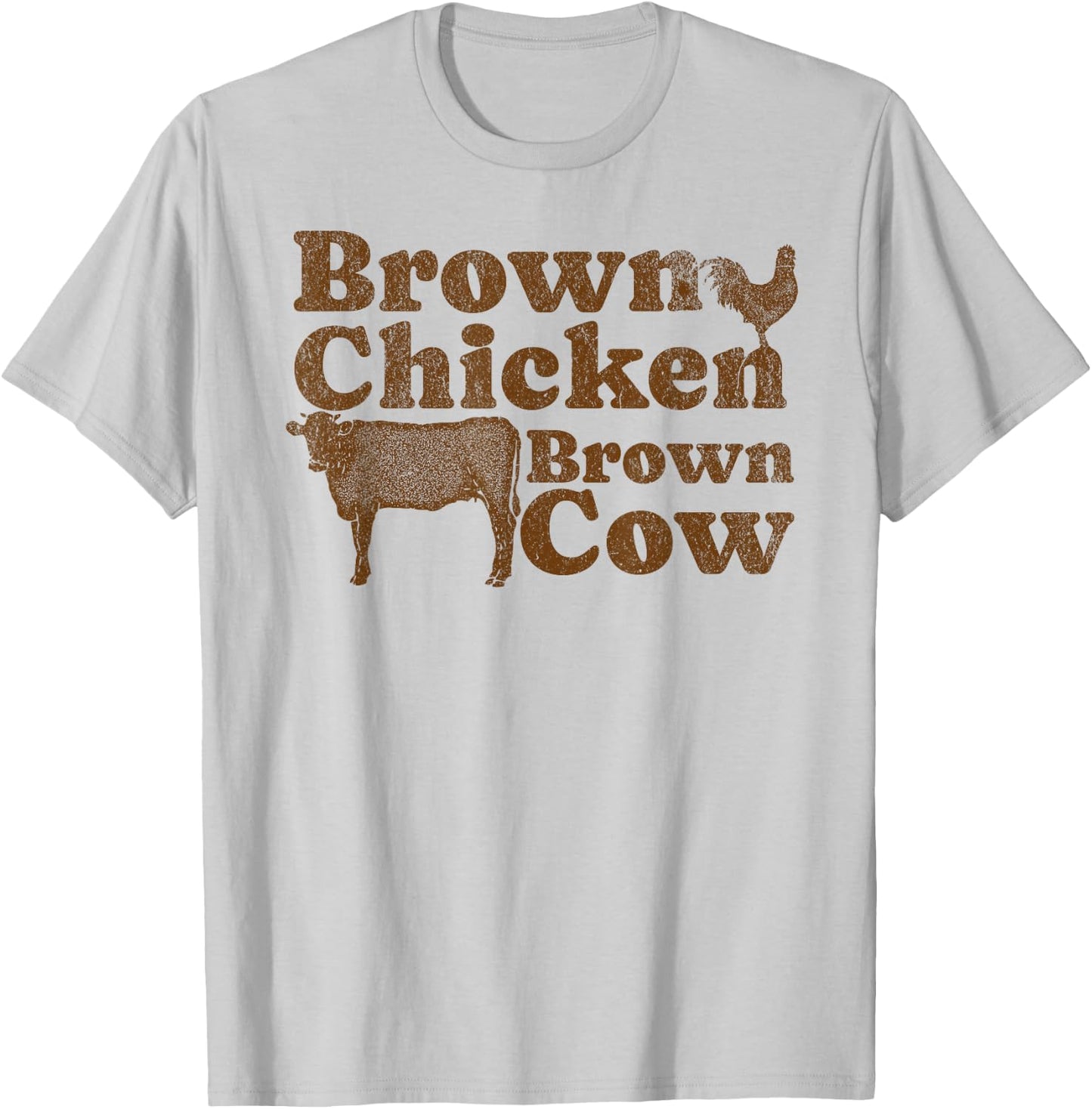Brown Chicken Brown Cow 1970s Music Bow Chicka Wow Wow Joke T-Shirt - T-Shirt | Ash