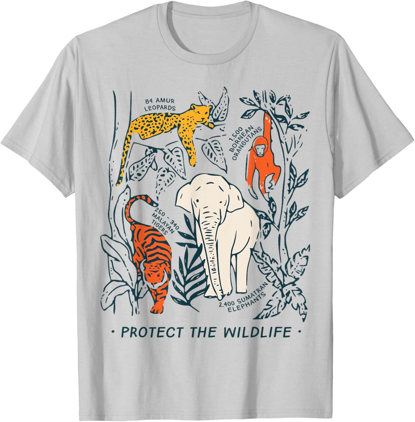 Protect The Wildlife Rescue Botanical Chart Endangered T-Shirt - T-Shirt | Ash