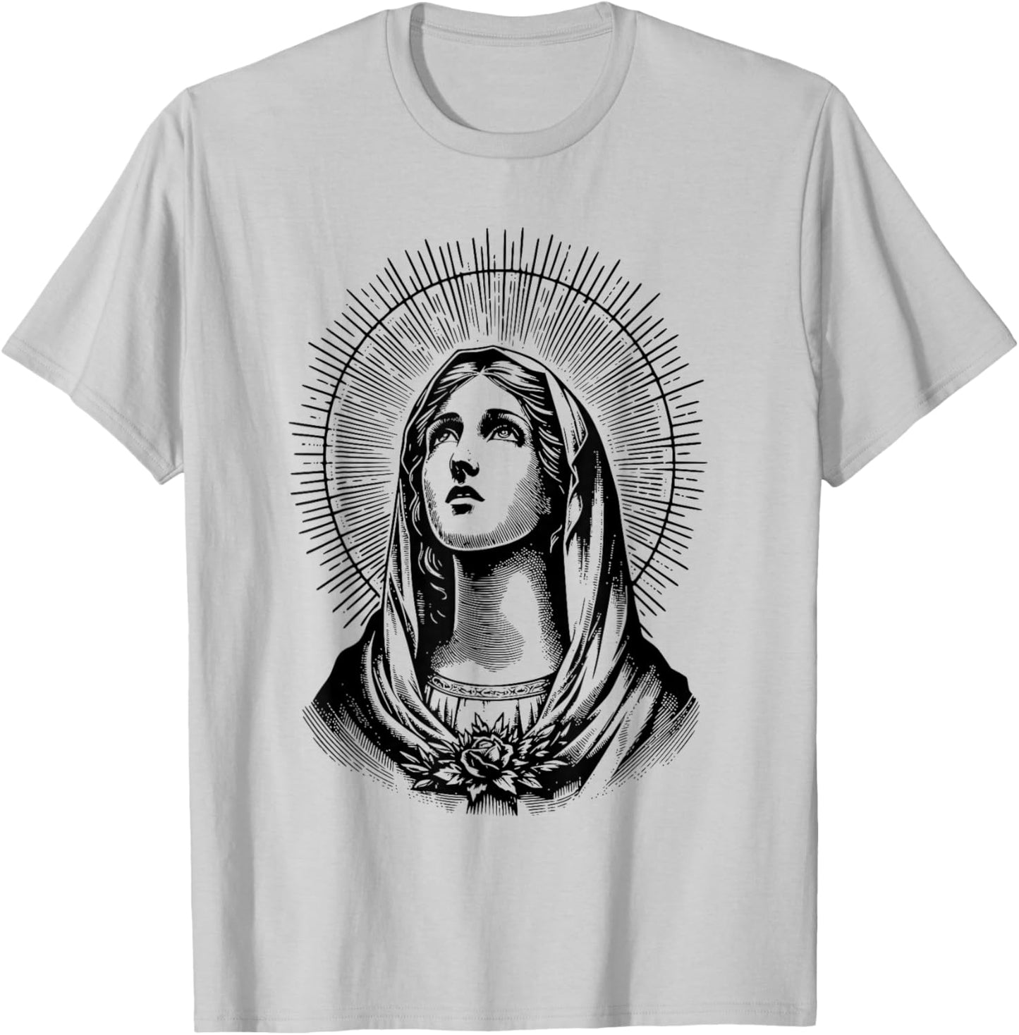 Tattoo Style Virgin Mary T-Shirt - T-Shirt | Ash