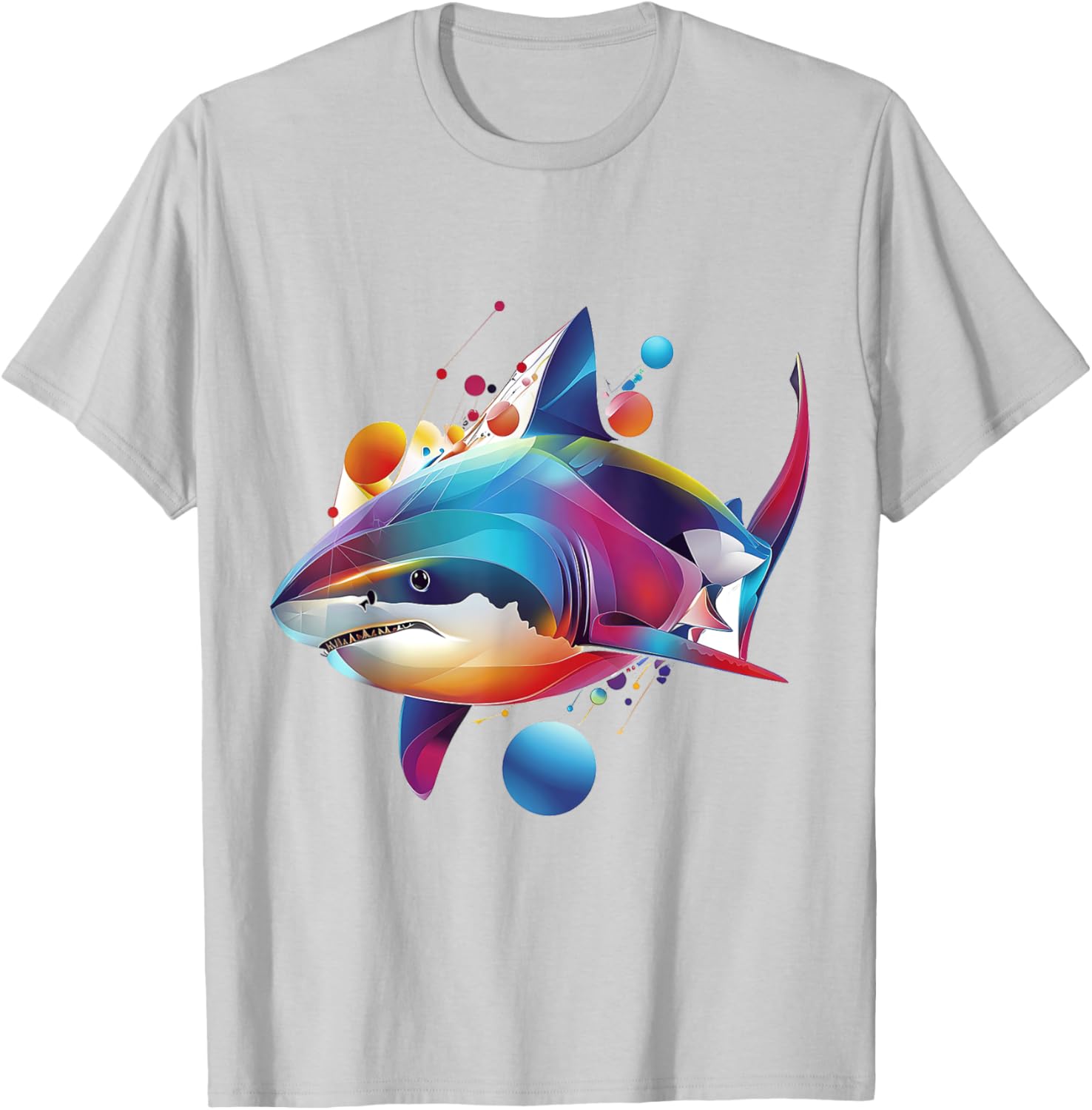 Shark Animal Print Motif Colorful Artwork Abstract Shark T-Shirt - T-Shirt | Ash