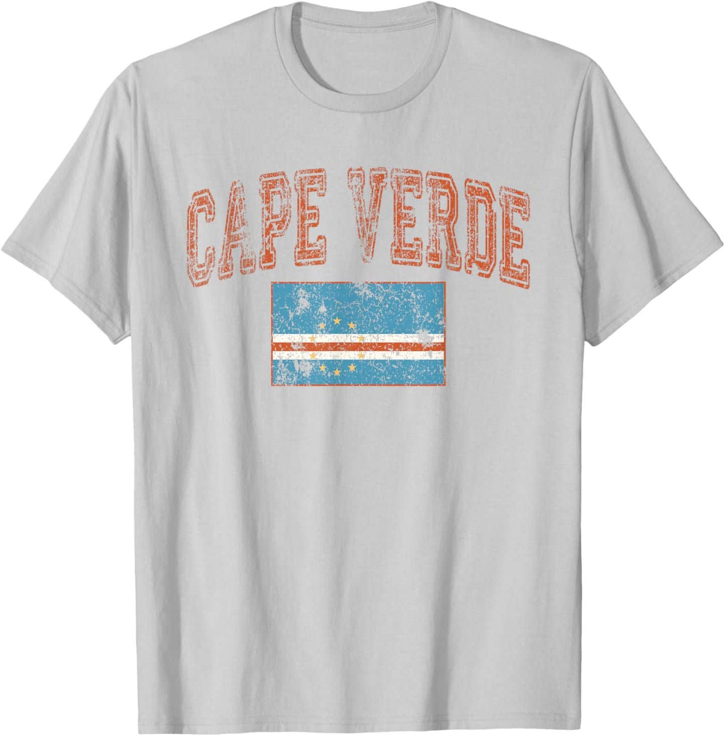 Vintage Retro Faded Cape Verde Flag Cabo Verde Pride T-Shirt - T-Shirt | Ash