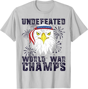 Undefeated World War Champs Eagle American 4th of July T-Shirt - T-Shirt | Ash