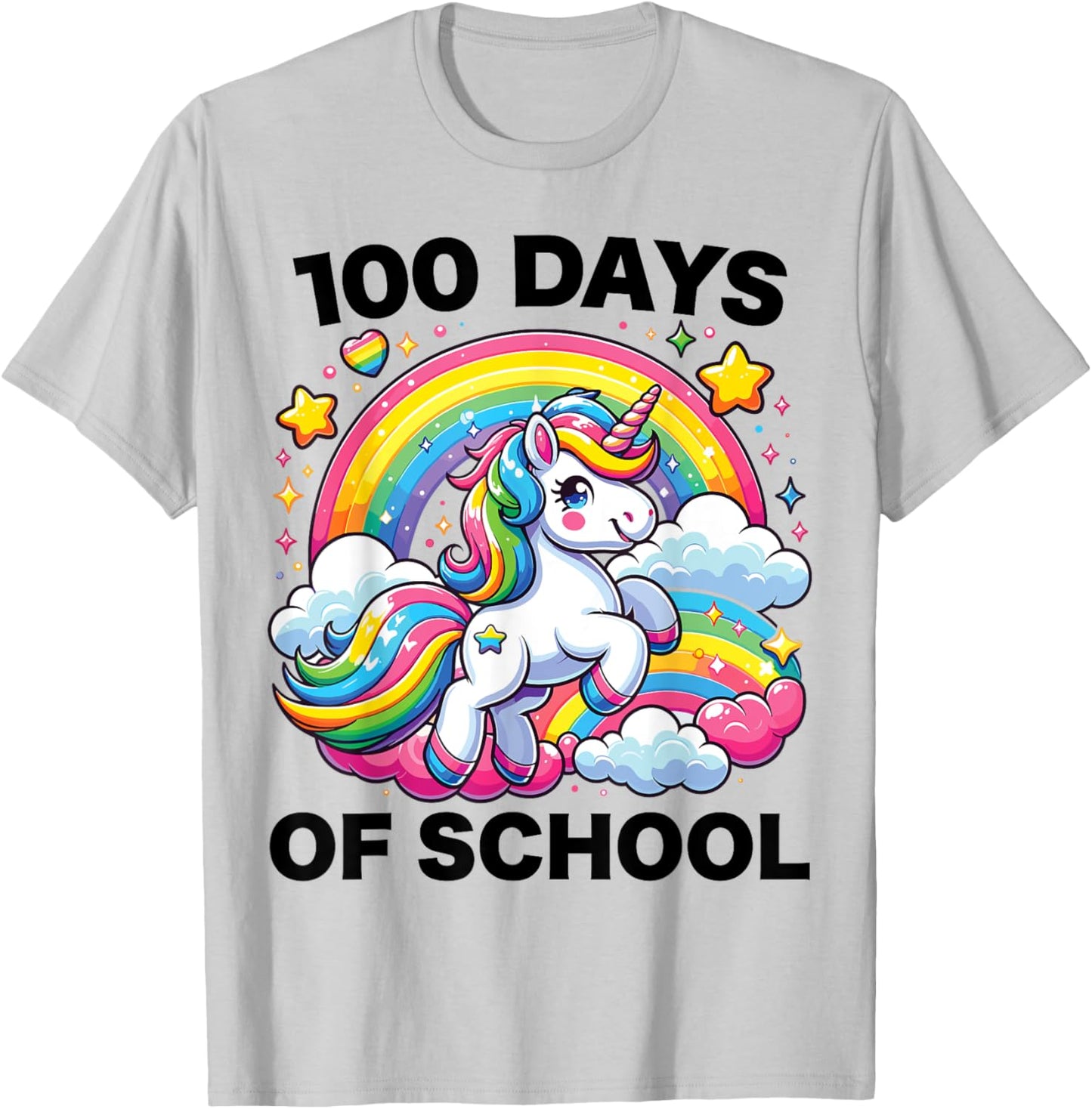 100 Days of School Unicorn Girls Teacher 100th Day of School T-Shirt - T-Shirt | Ash