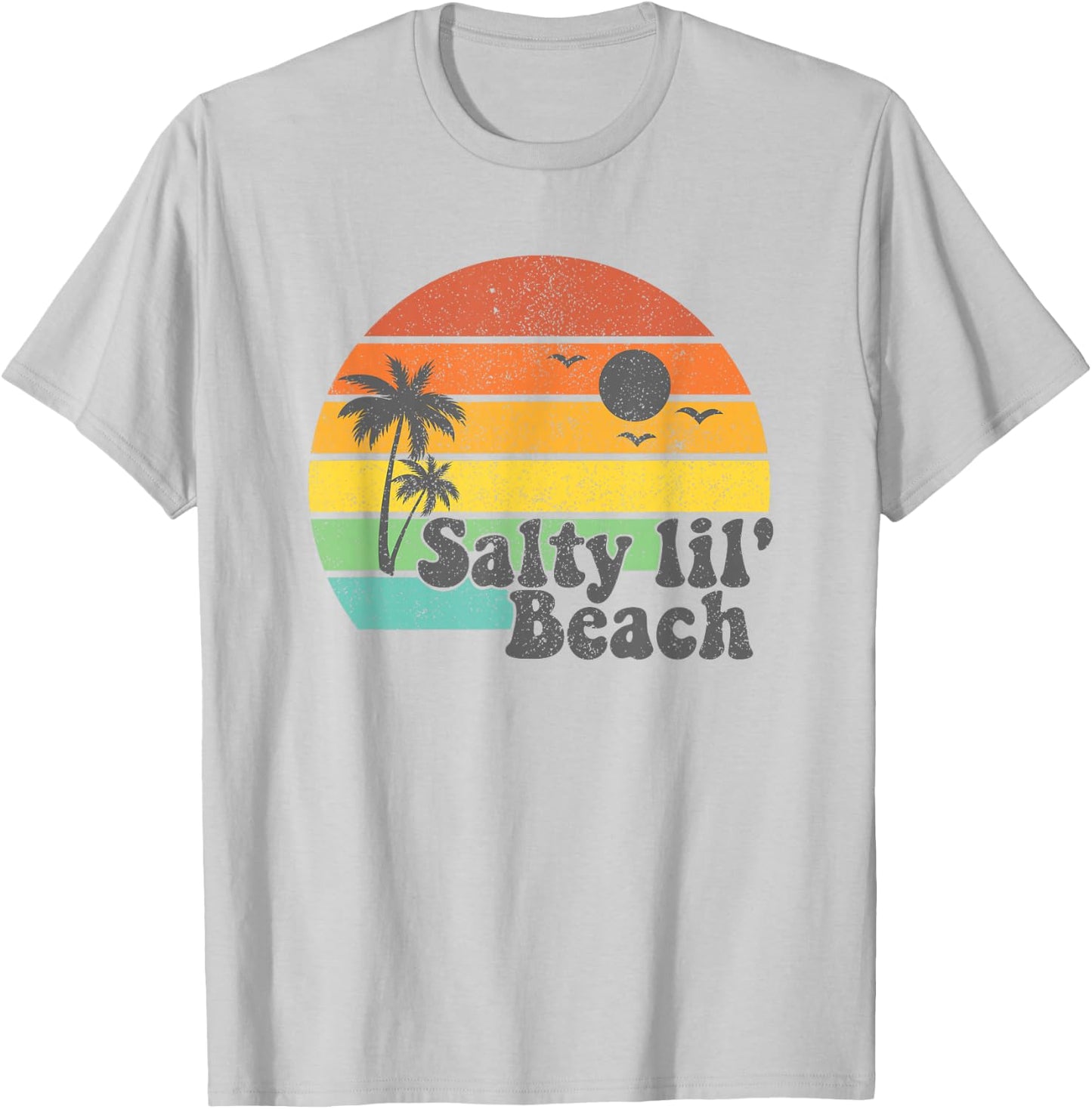 Salty Lil Beach Retro Vacation Funny Summer Quote Women Gift T-Shirt - T-Shirt | Ash