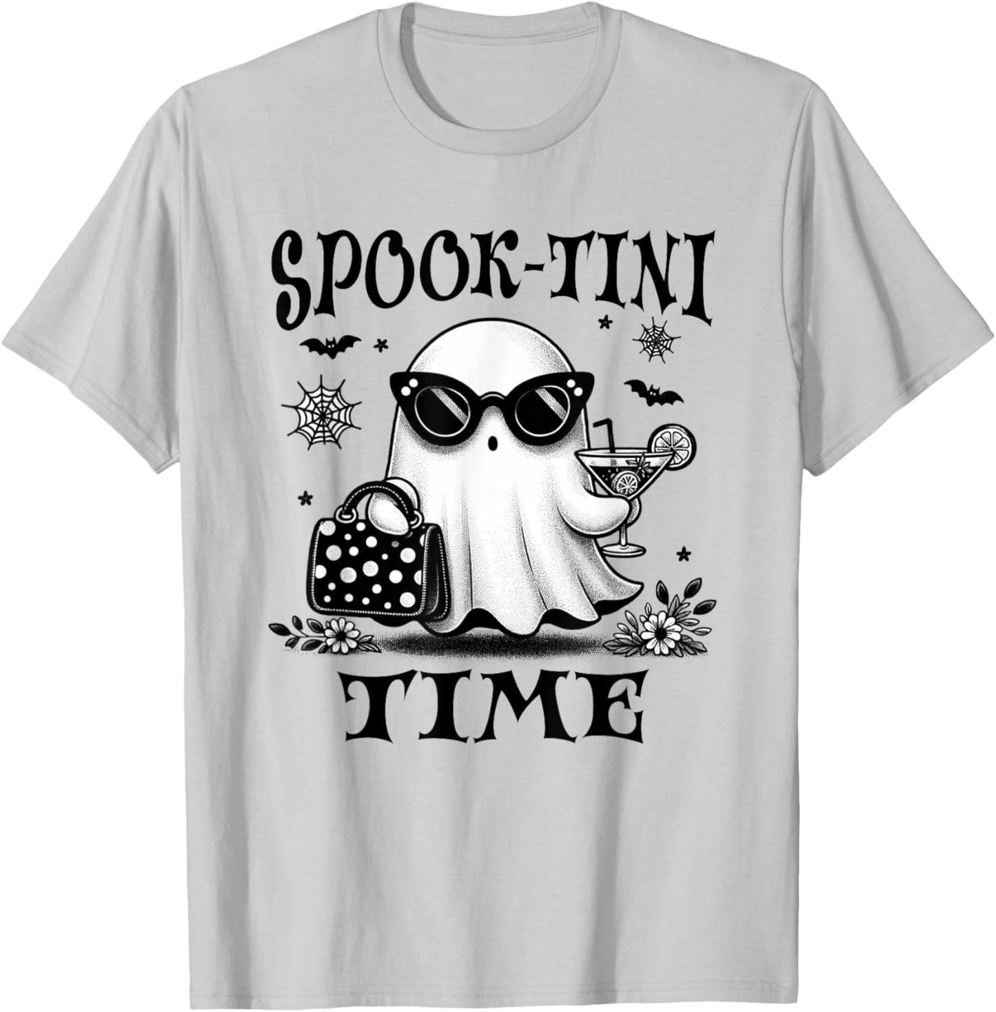 Martini Halloween, Cute Ghost Martini, Spook-tini Time, Fall T-Shirt - T-Shirt | Ash