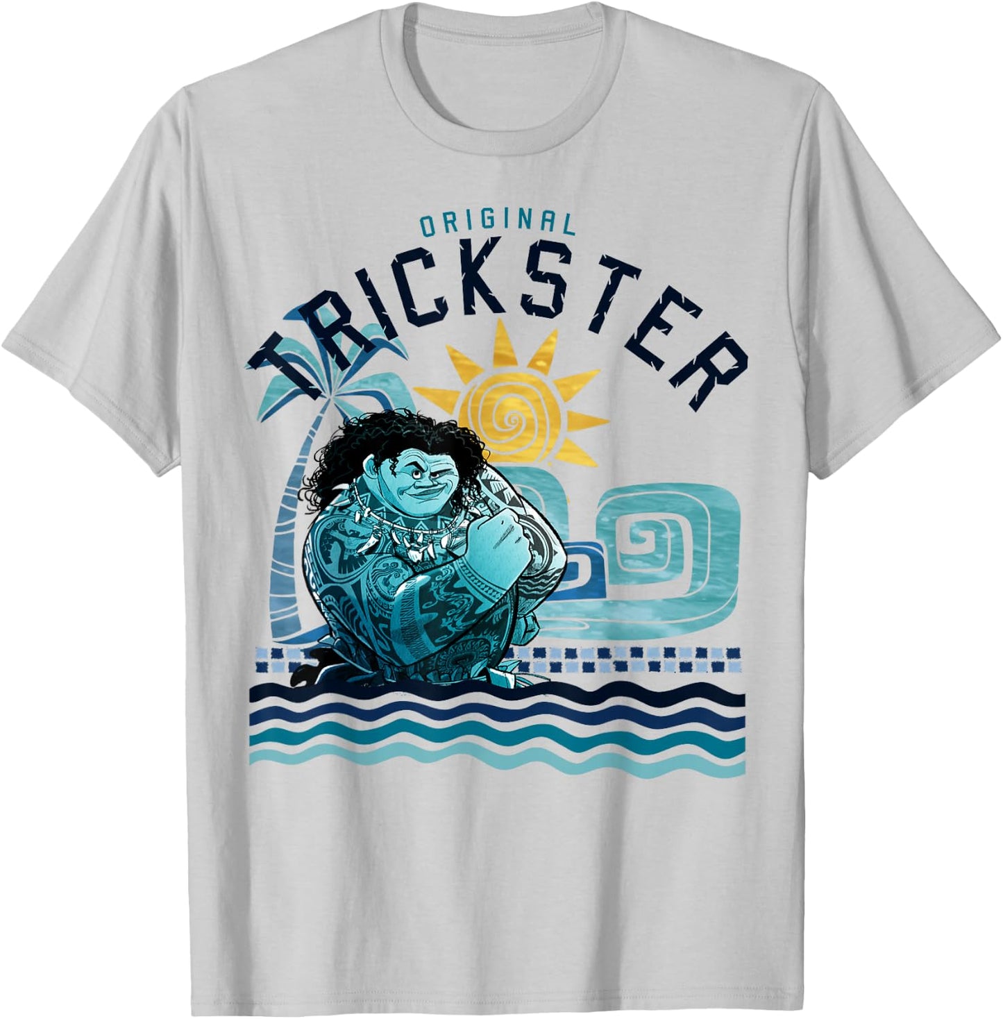 Disney Moana Maui Original Trickster Blue Gradient Portrait Small T-Shirt - T-Shirt | Ash