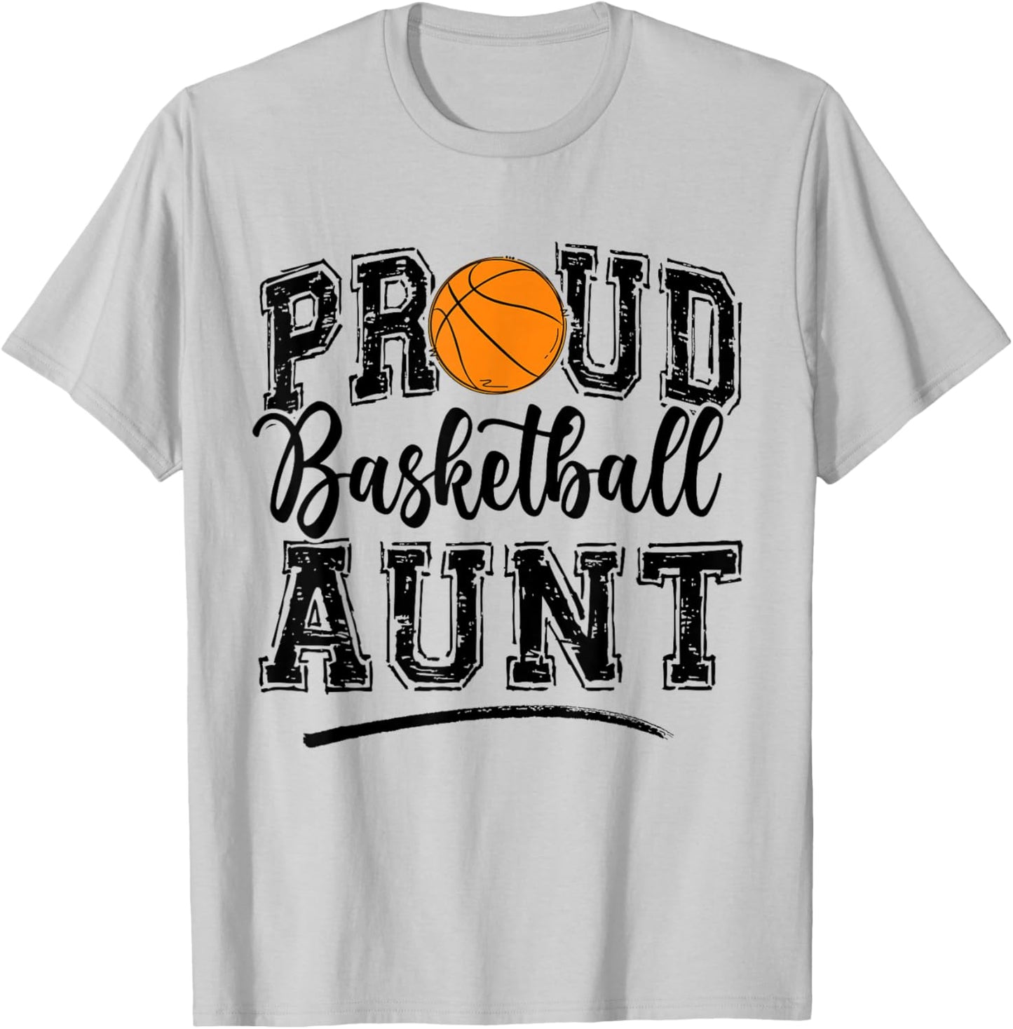 Proud Basketball Aunt Auntie Of A Basketball Player Nephew T-Shirt - T-Shirt | Ash