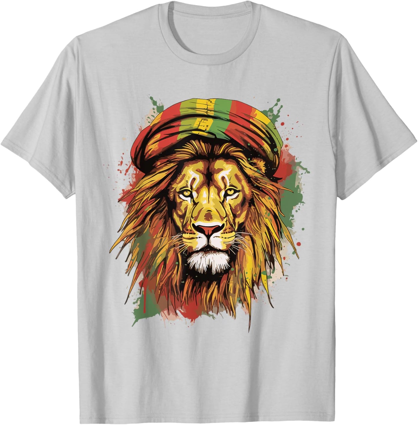 Jamaican Lion Jamaican Rasta Flag Lion Of Judah Reggae Music T-Shirt - T-Shirt | Ash