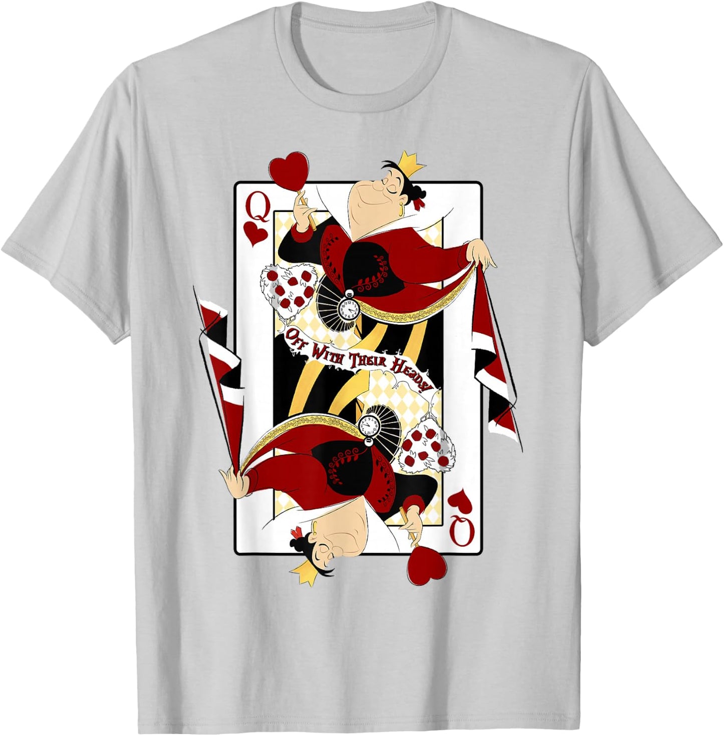 Disney Alice in Wonderland Queen of Hearts Playing Card Small T-Shirt - T-Shirt | Ash