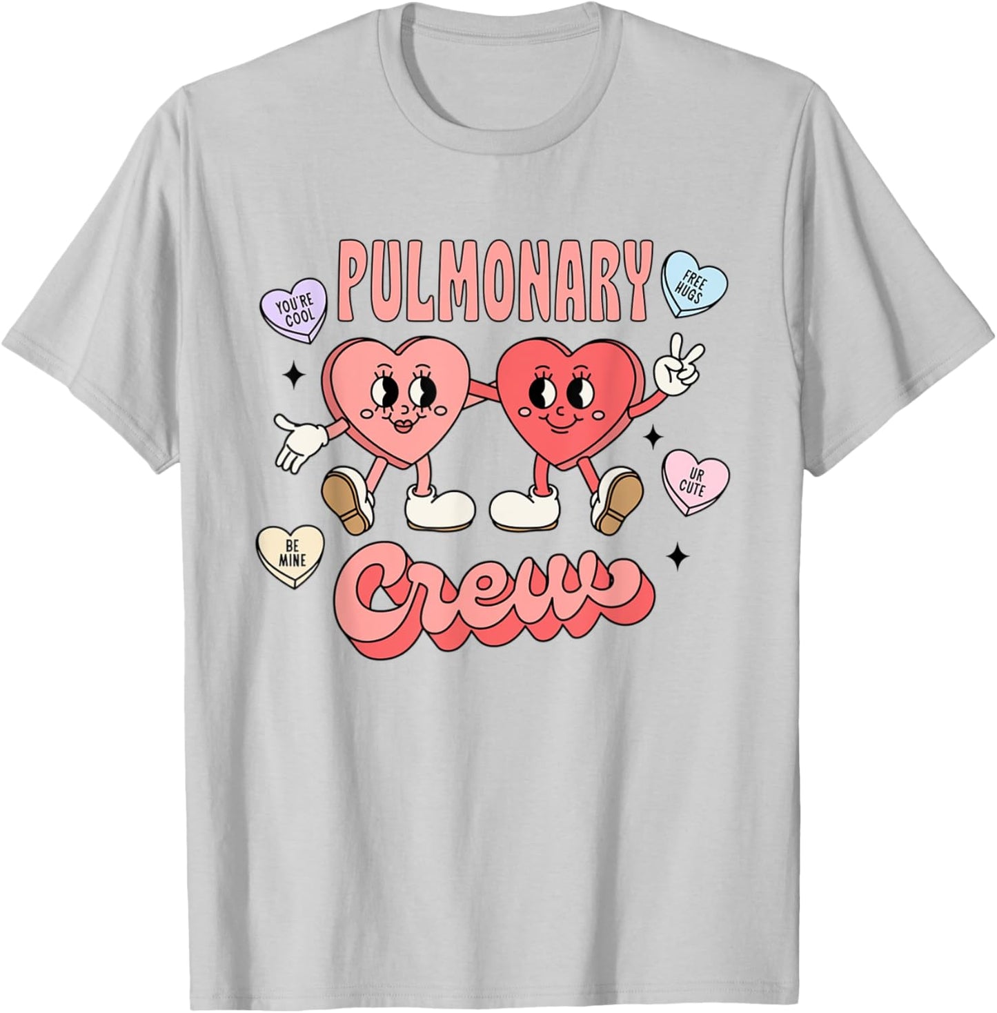 Pulmonology Nurse Valentine's Day Hearts Pulmonolgy Office T-Shirt - T-Shirt | Ash