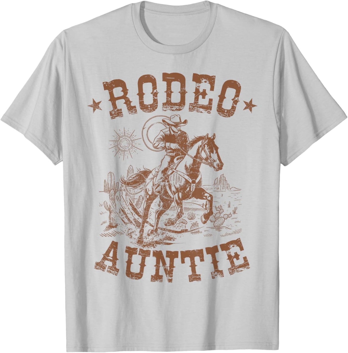 Rodeo Auntie Western Cowboy Family Matching Mother's Day T-Shirt - T-Shirt | Ash