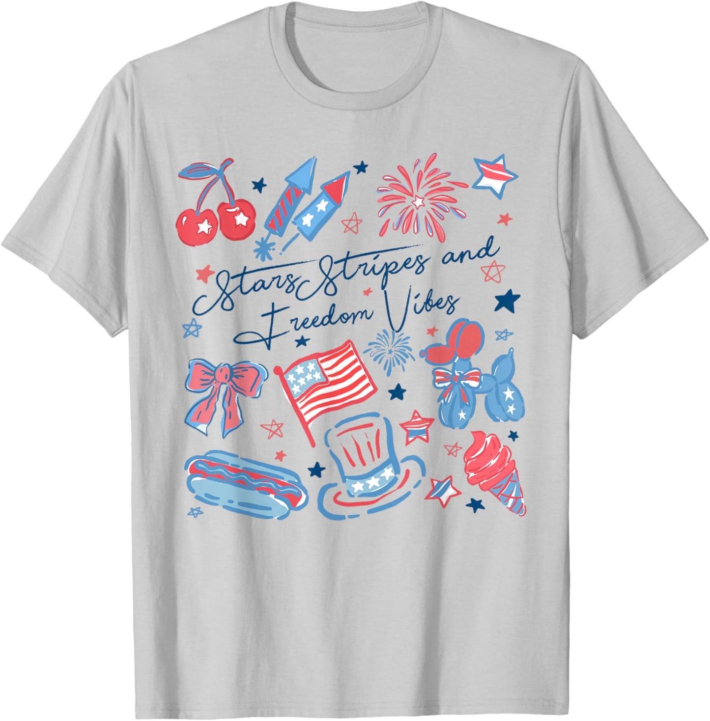 Stars Stripes And Freedom Vibes 4th of July American Flag T-Shirt - T-Shirt | Ash