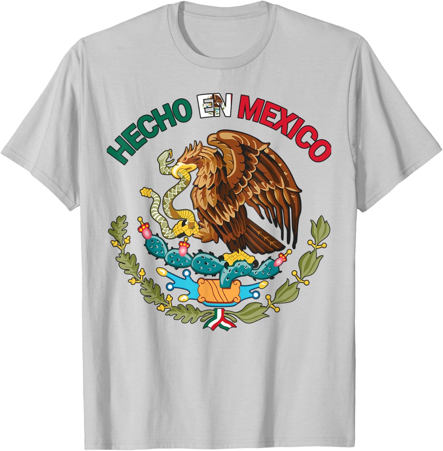 Hecho En Mexico Shirt Mexican Flag Pride Aztec Eagle Latino T-Shirt - T-Shirt | Ash