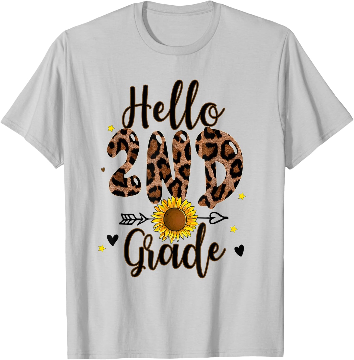 2nd Grade 1st Day of School Teacher Leopard Print Sunflower Women Kids T-Shirt - T-Shirt | Ash
