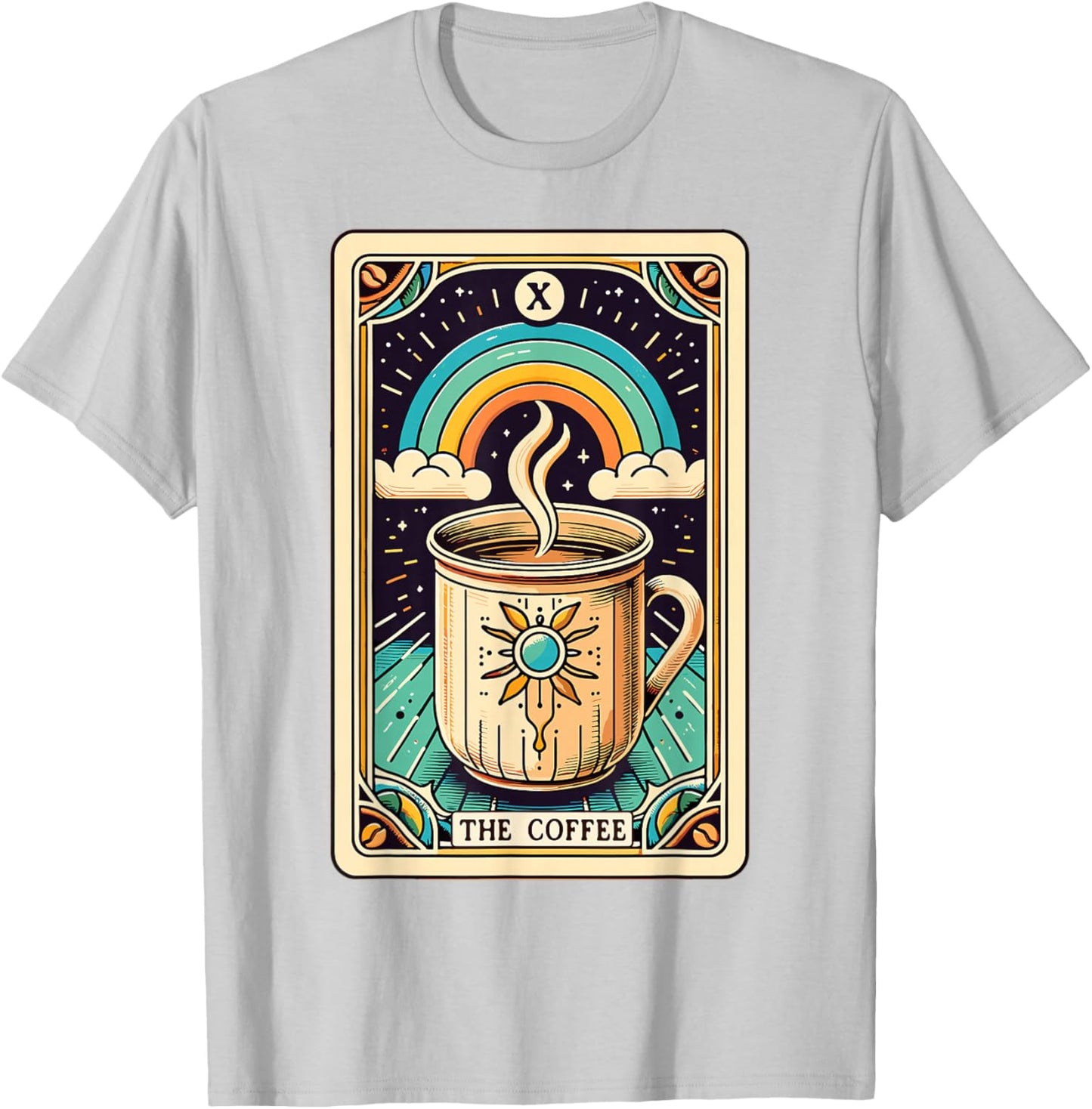 The Coffee Tarot Card Coffee Lover Funny Coffee T-Shirt - T-Shirt | Ash