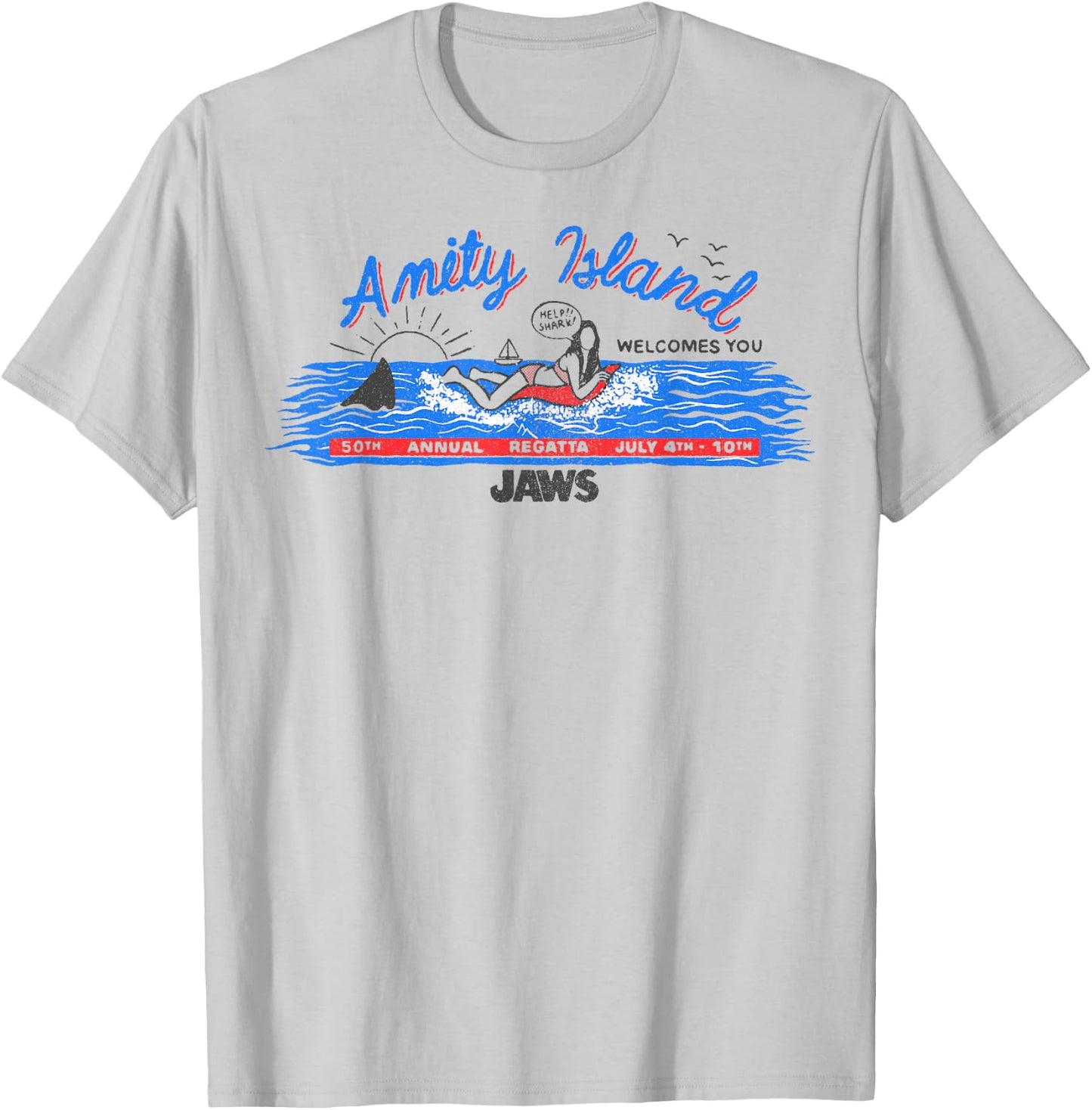 Jaws Amity Island Billboard T-Shirt - T-Shirt | Ash