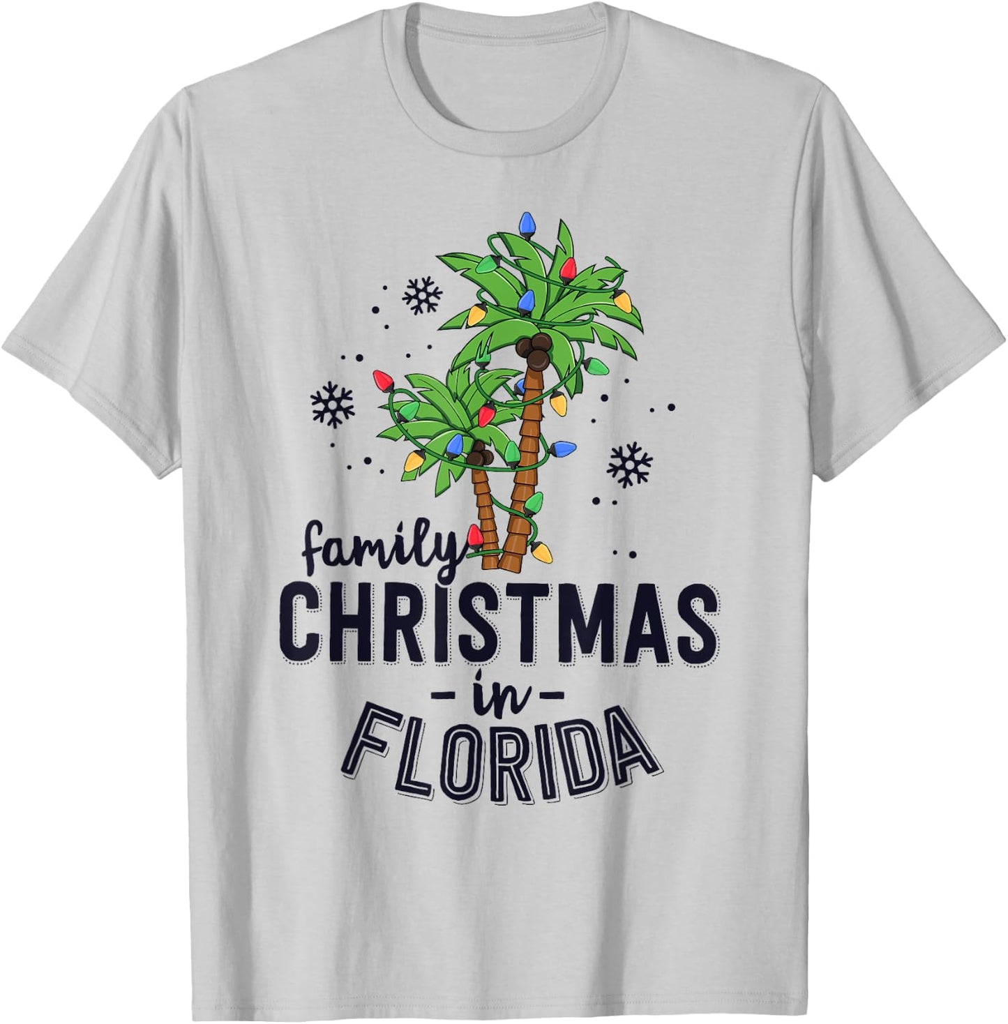 Family Christmas In Florida Palm Trees Xmas Beach Vacation T-Shirt - T-Shirt | Ash