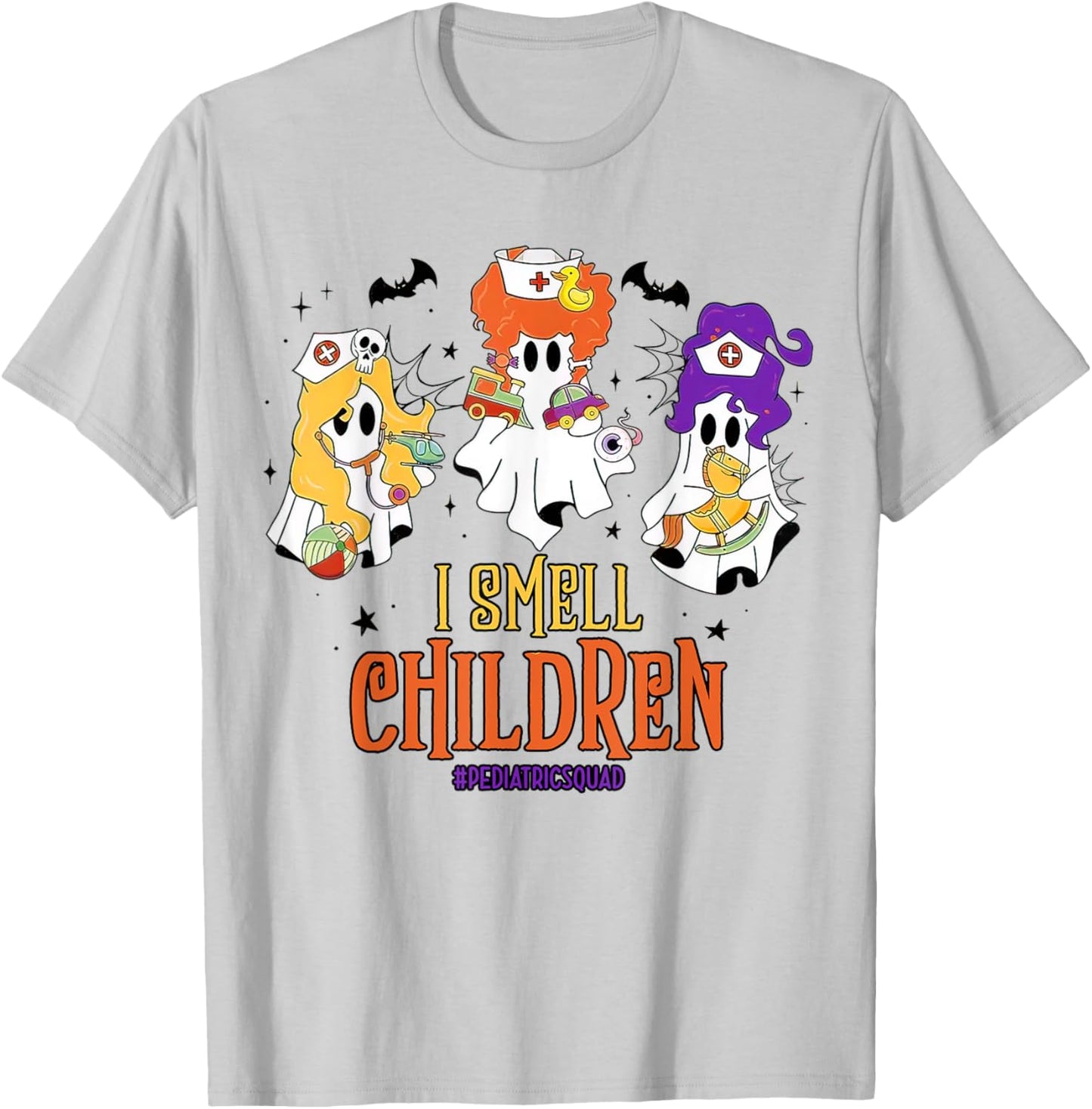 Pediatric Squad, Peds Nurse Boo Crew, Spooky Peds Halloween T-Shirt - T-Shirt | Ash