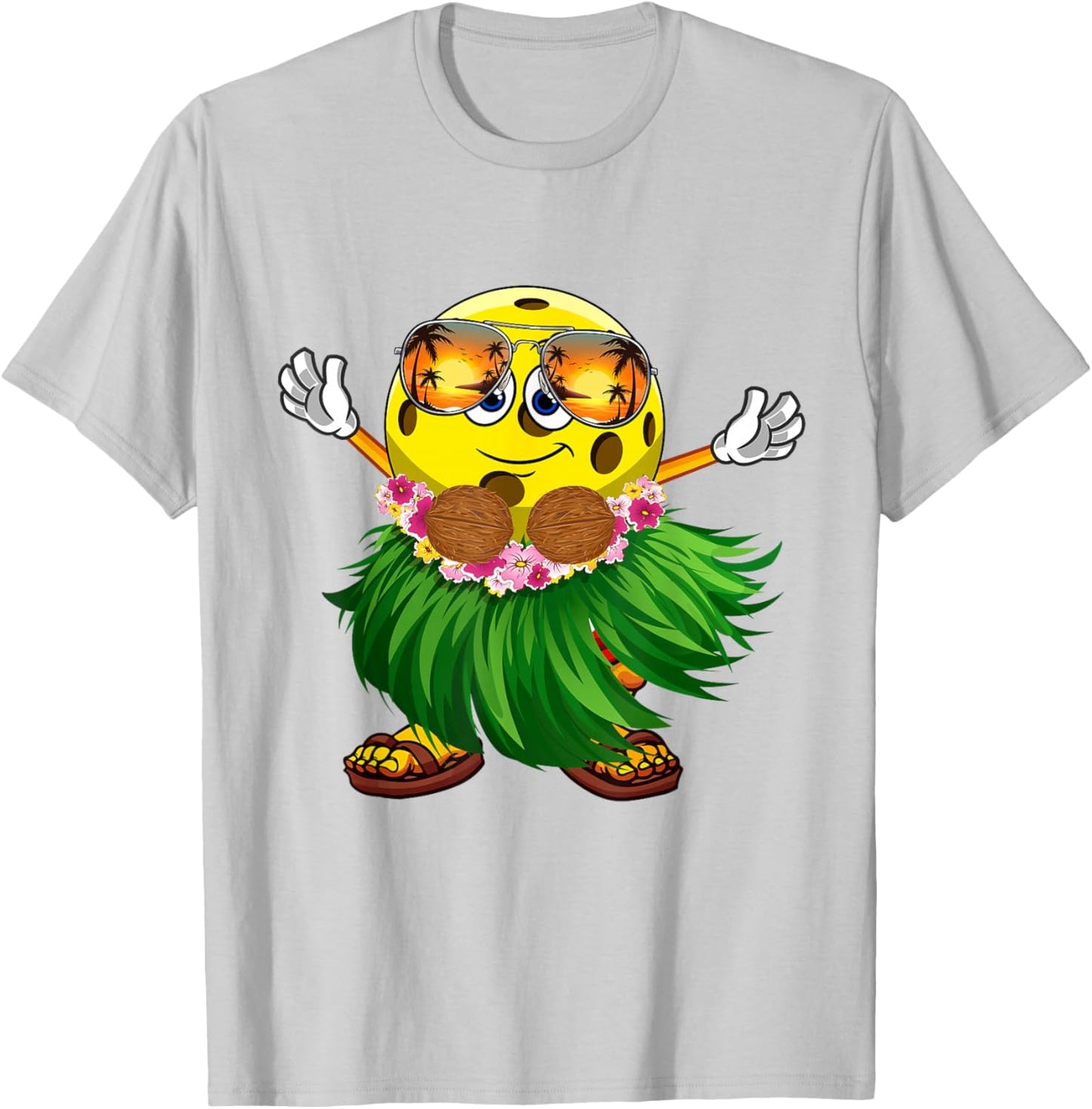 Cute Hawaiian Pickleball Ball Tropical Beach Summer Vacation T-Shirt - T-Shirt | Ash