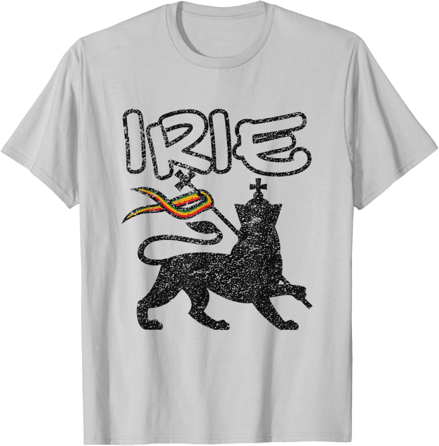 Irie Lion Of Judah Distressed Retro Vintage Reggae T-Shirt - T-Shirt | Ash
