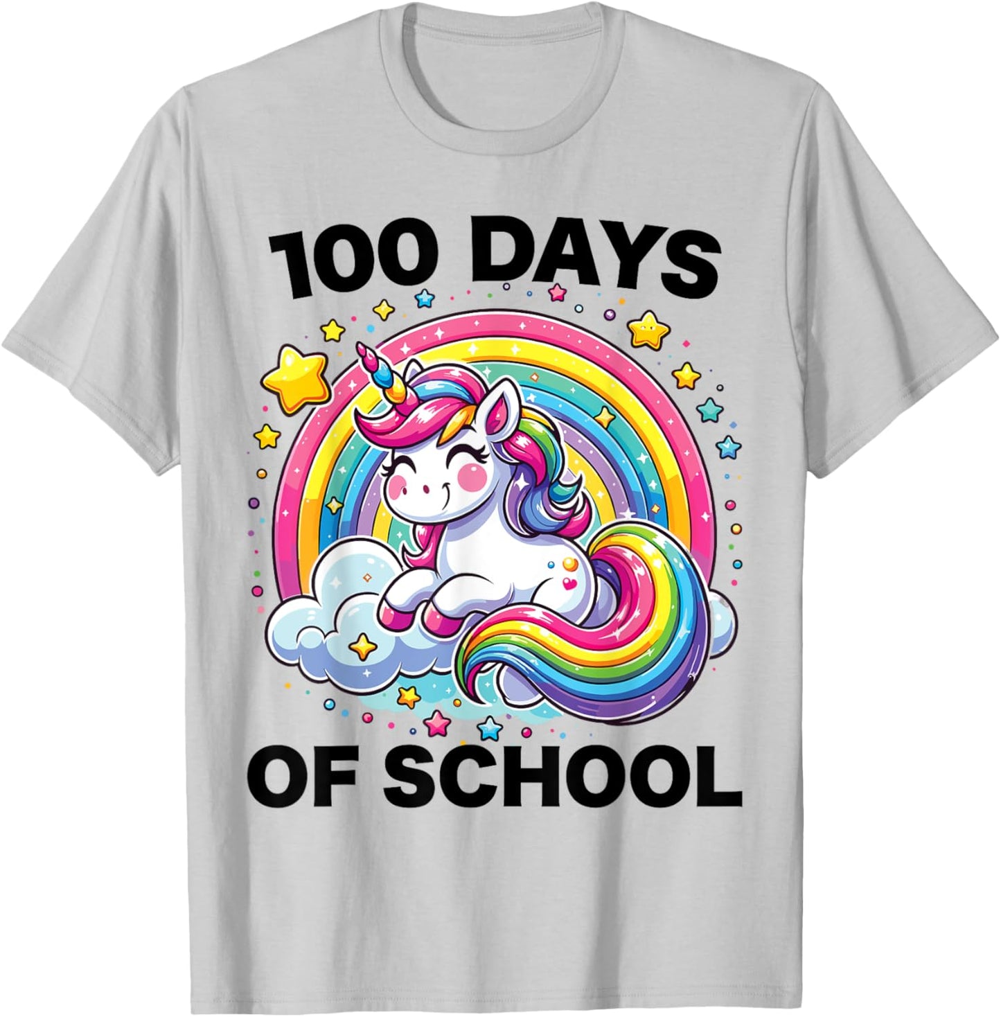 100 Days of School Unicorn Girls Teacher 100th Day of School T-Shirt - T-Shirt | Ash