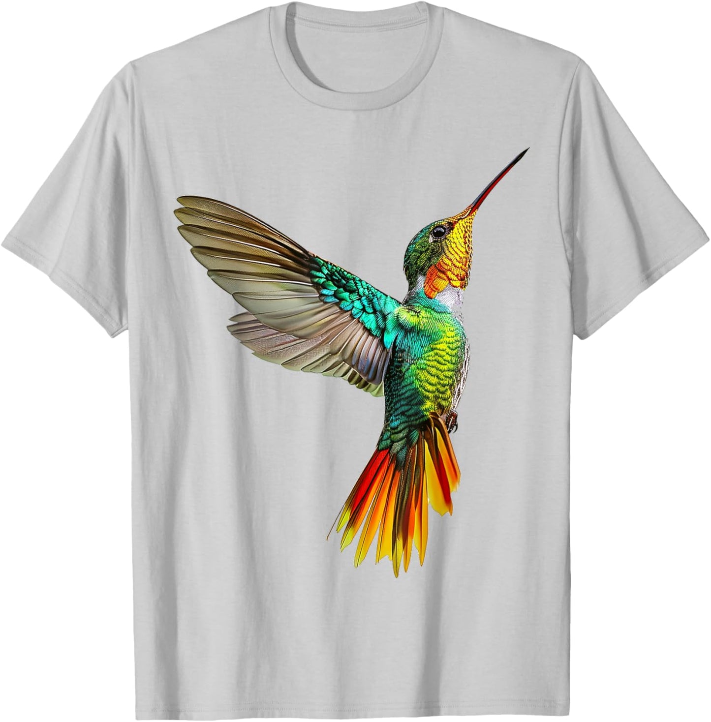 Hummingbird Anime Colorful Graphic Animal Art Bird T-Shirt - T-Shirt | Ash
