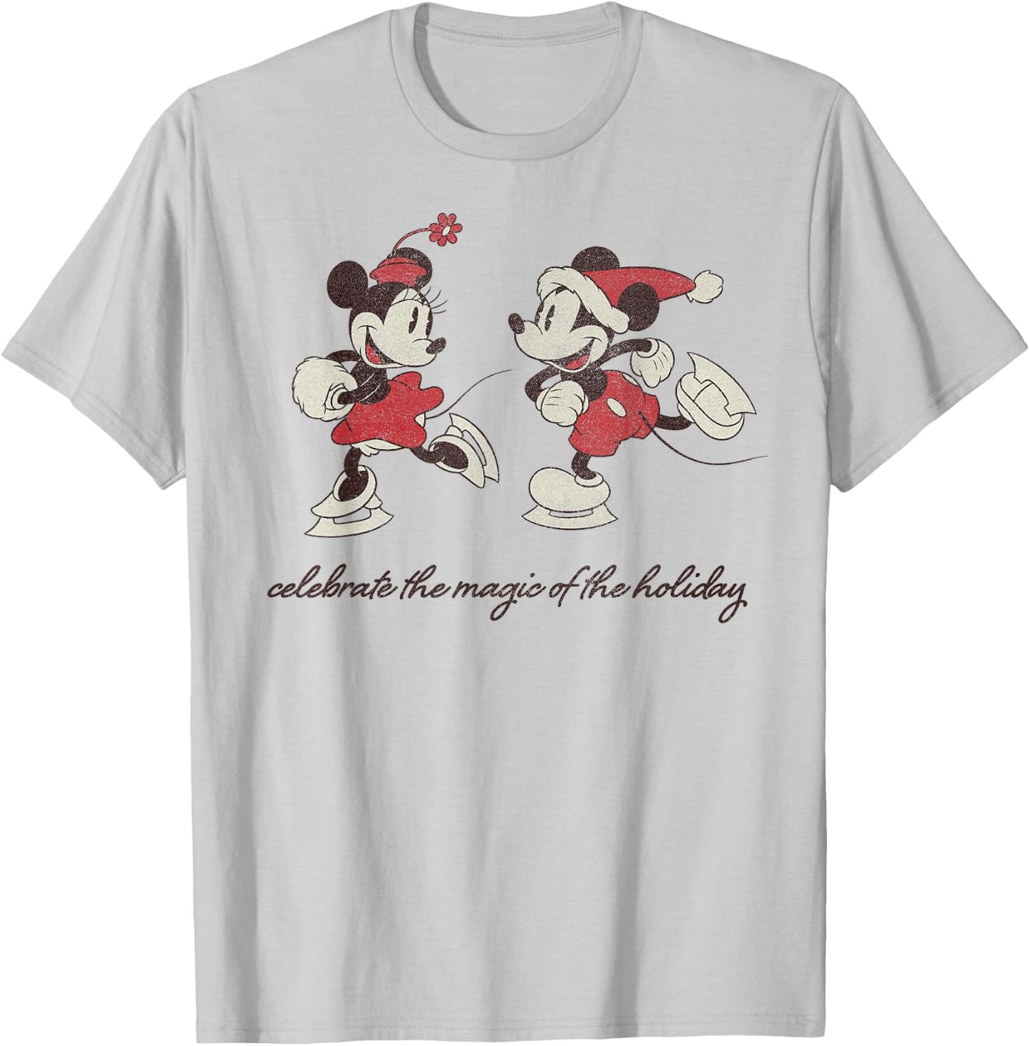 Disney Mickey and Minnie The Magic of The Holiday Christmas T-Shirt - T-Shirt | Ash