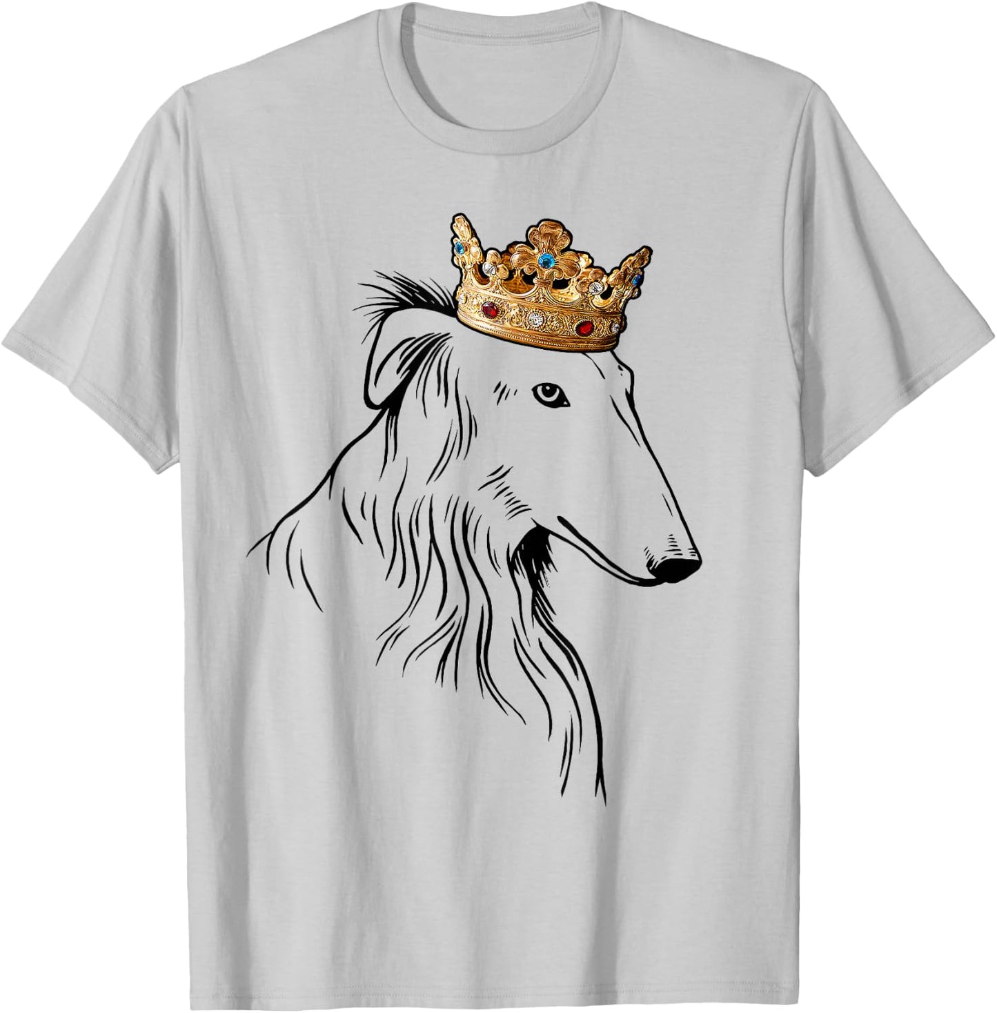 Barsoi Dog Wearing a Crown T-Shirt - T-Shirt | Ash