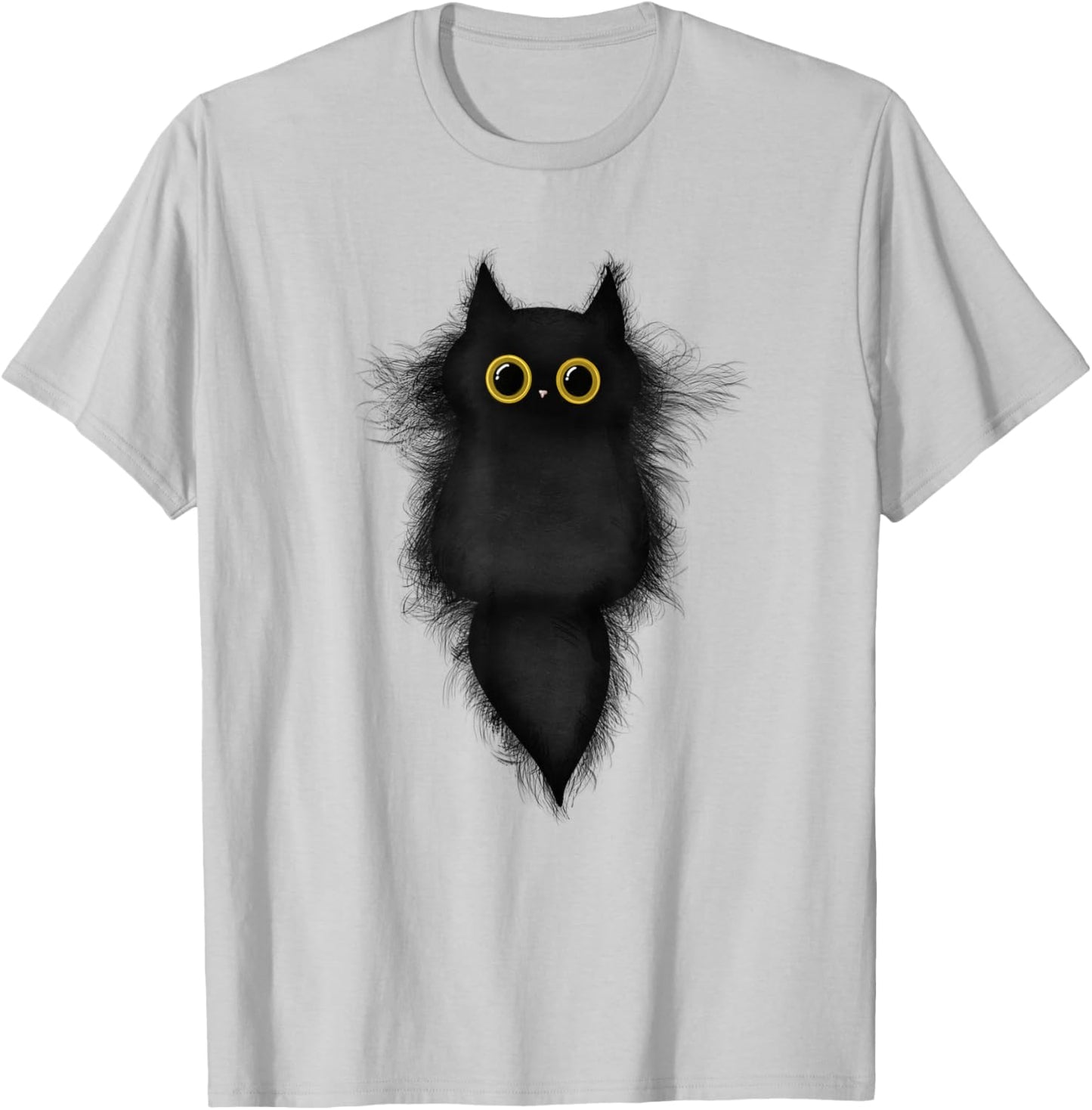 Cute Funny Black Cat Yellow Eyes Cat Lover Cat Mom Cat Dad T-Shirt - T-Shirt | Ash