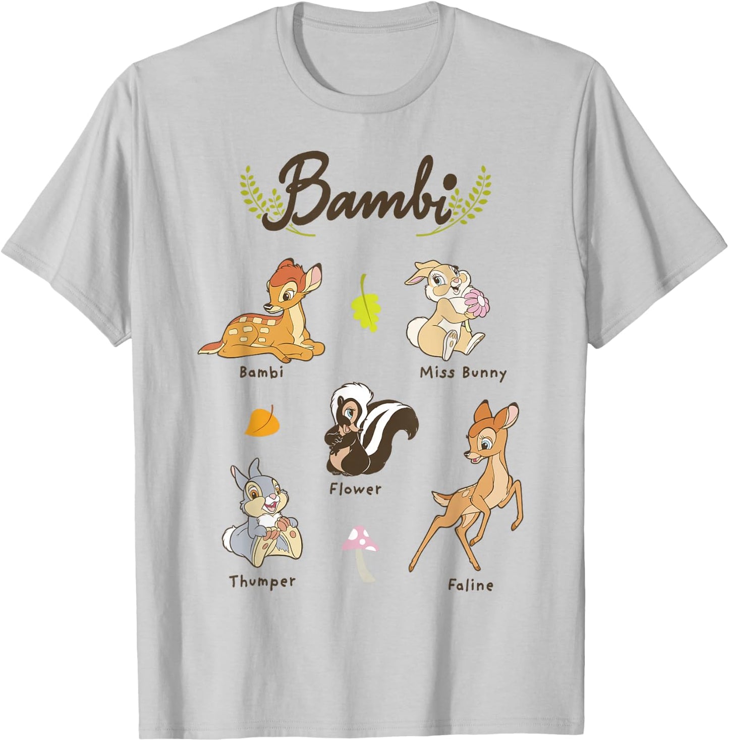 Disney Bambi Vintage Movie Characters Textbook Display T-Shirt - T-Shirt | Ash