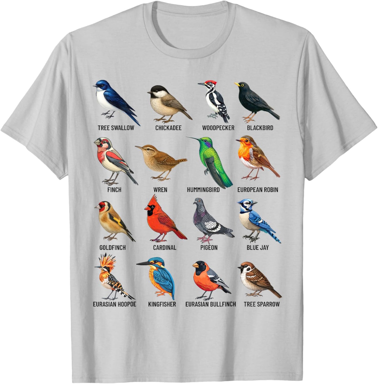 Garden Birds Ornithology Nature Educational Boys Girls Kids T-Shirt - T-Shirt | Ash