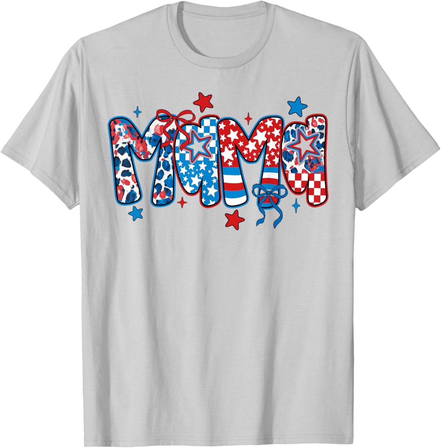 4th Of July Mama Mom Women Coquette Patriotic USA Mama T-Shirt - T-Shirt | Ash