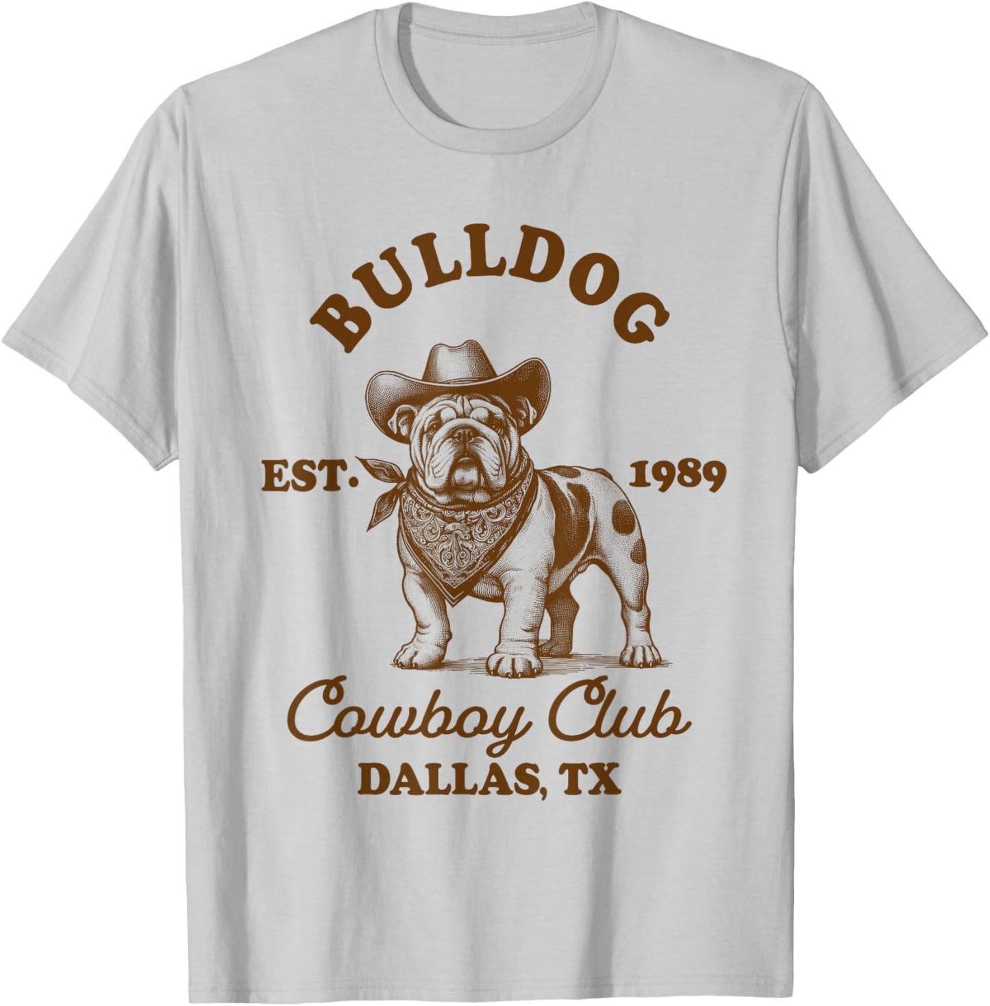 English Bulldog Mom Western Howdy Bulldog Cowboys Club T-Shirt - T-Shirt | Ash