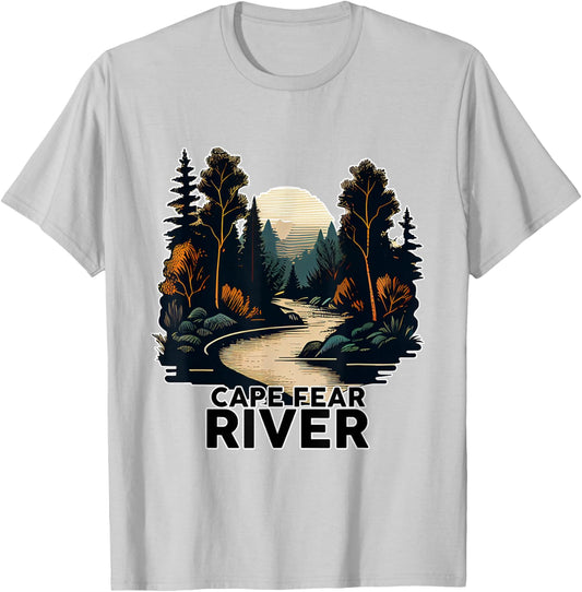 Cape Fear River Retro Minimalist River Cape Fear T-Shirt - T-Shirt | Ash